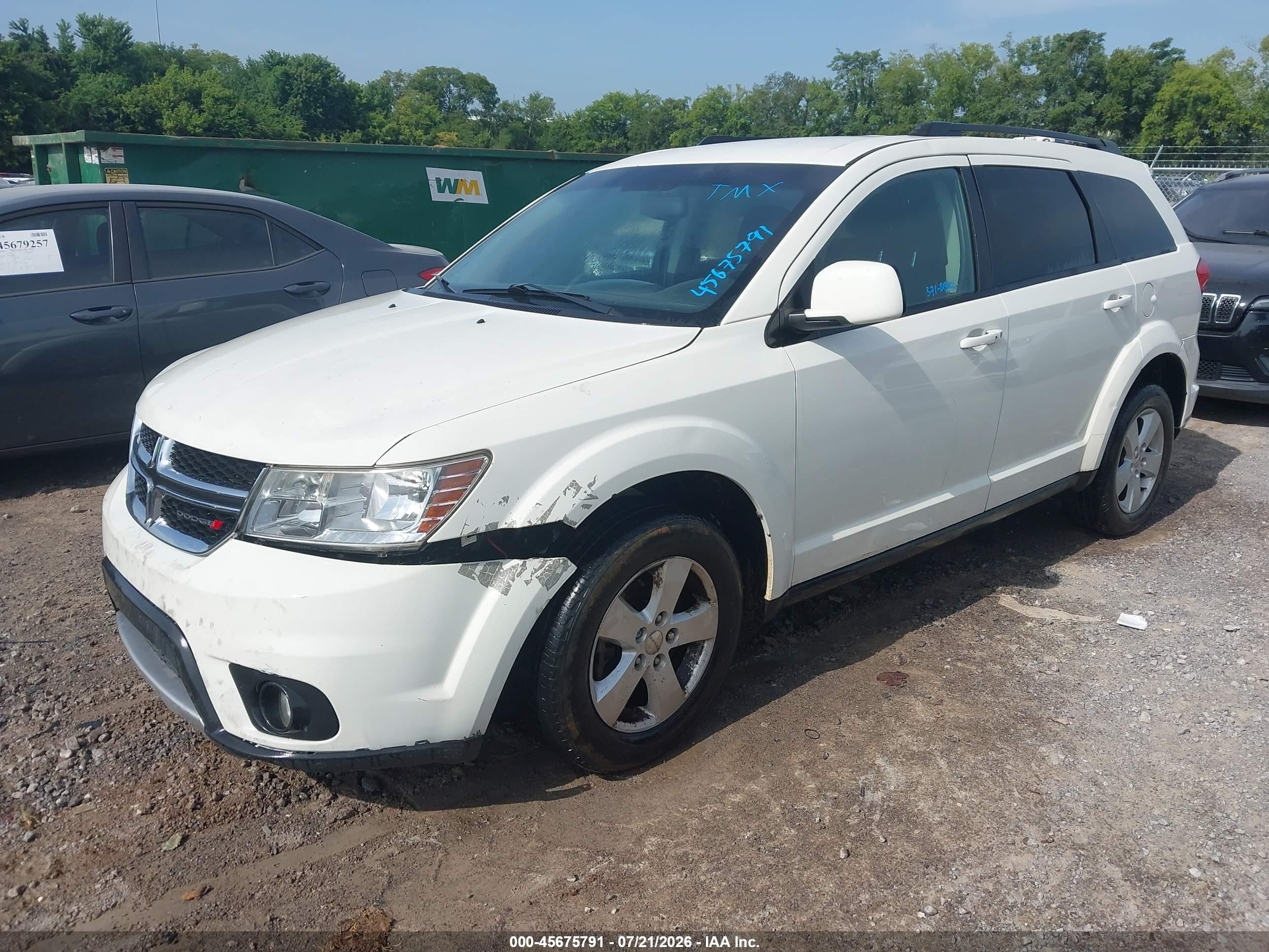 2012 Dodge Journey Sxt White vin: 3C4PDDBG2CT369342