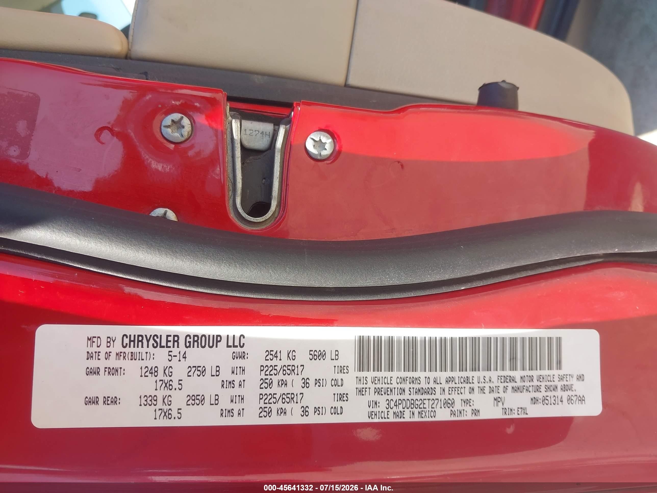 2014 Dodge Journey Sxt Red vin: 3C4PDDBG2ET271060