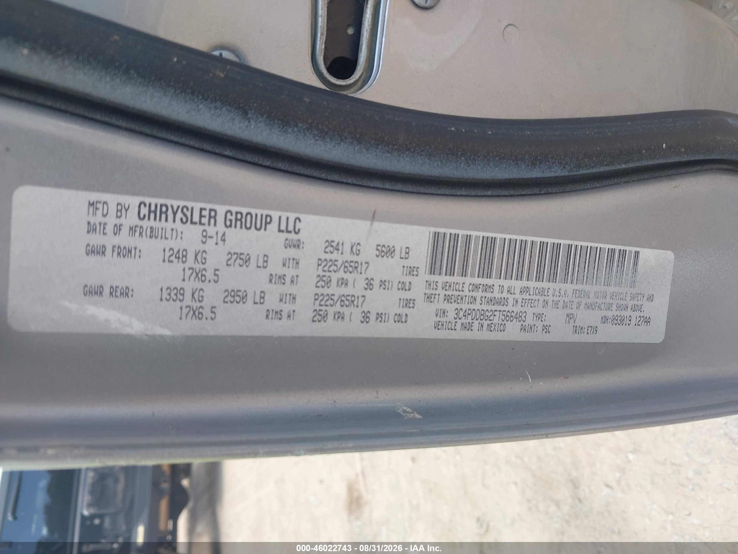 2015 Dodge Journey Sxt Silver vin: 3C4PDDBG2FT566483