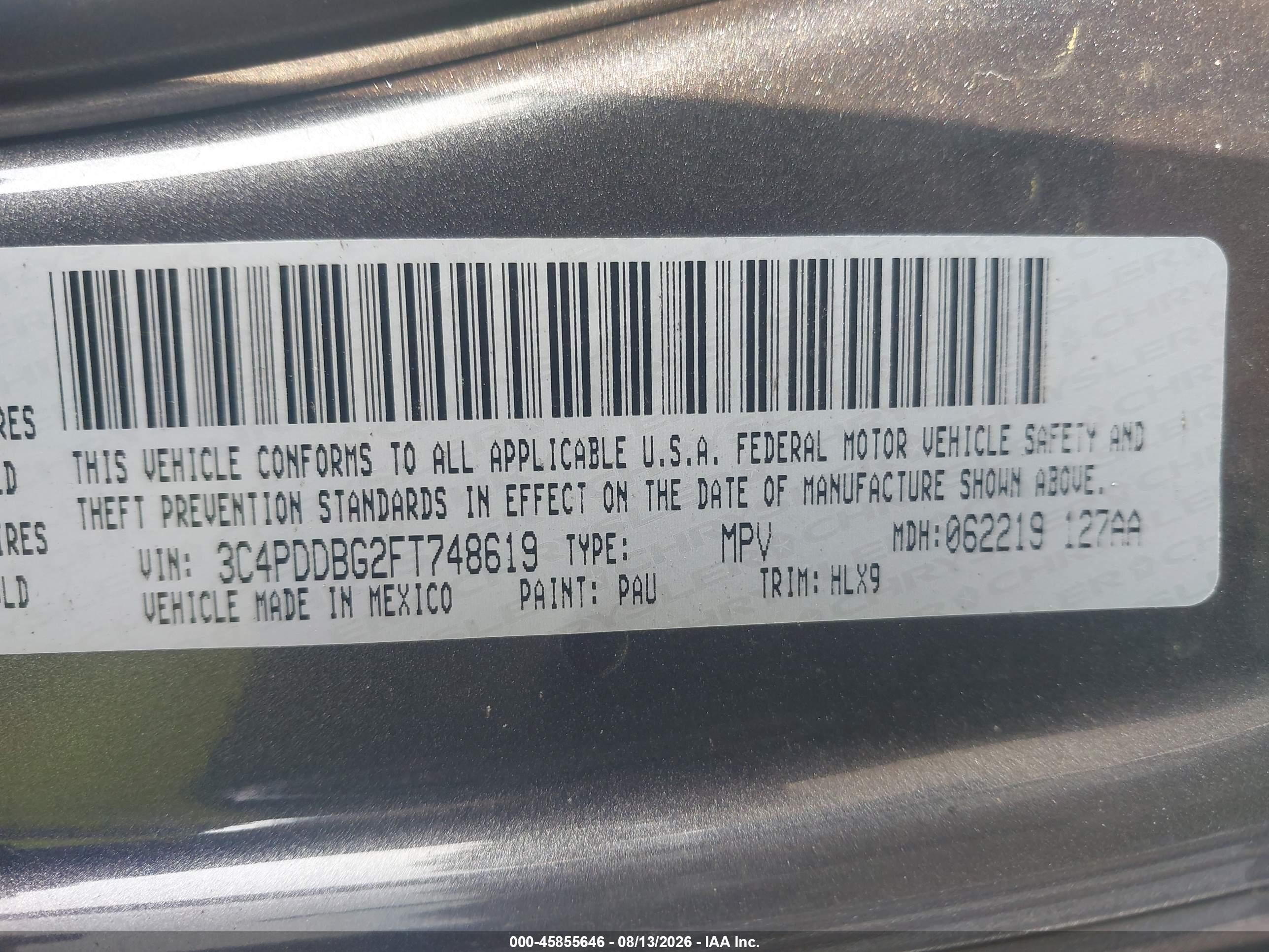 2015 Dodge Journey Sxt Gray vin: 3C4PDDBG2FT748619