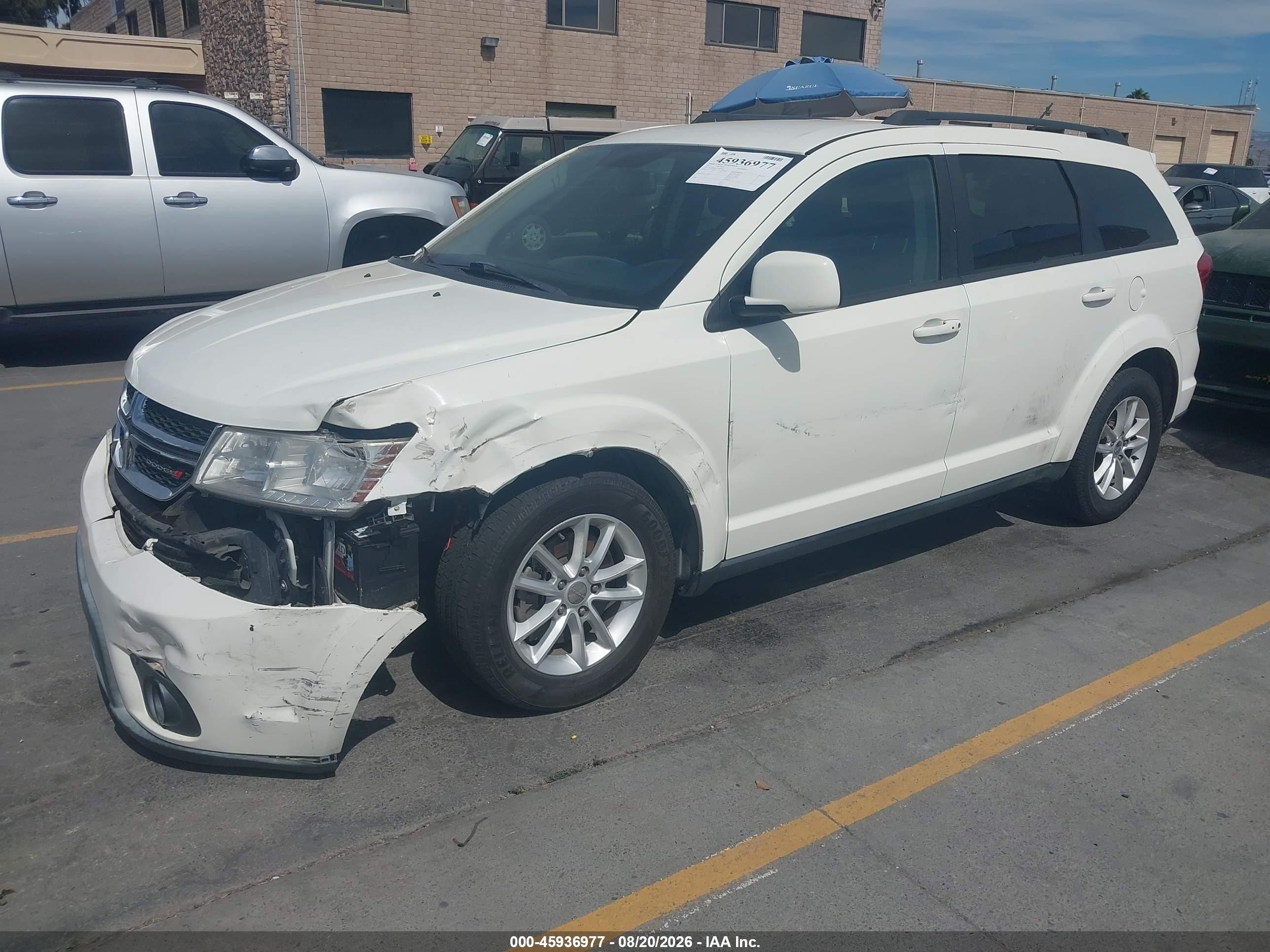 2013 Dodge Journey Sxt White vin: 3C4PDDBG4DT685388