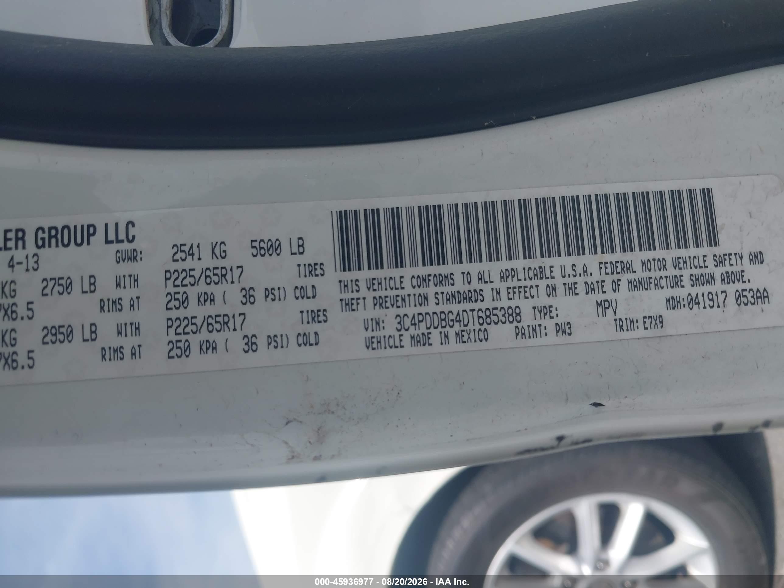 2013 Dodge Journey Sxt White vin: 3C4PDDBG4DT685388