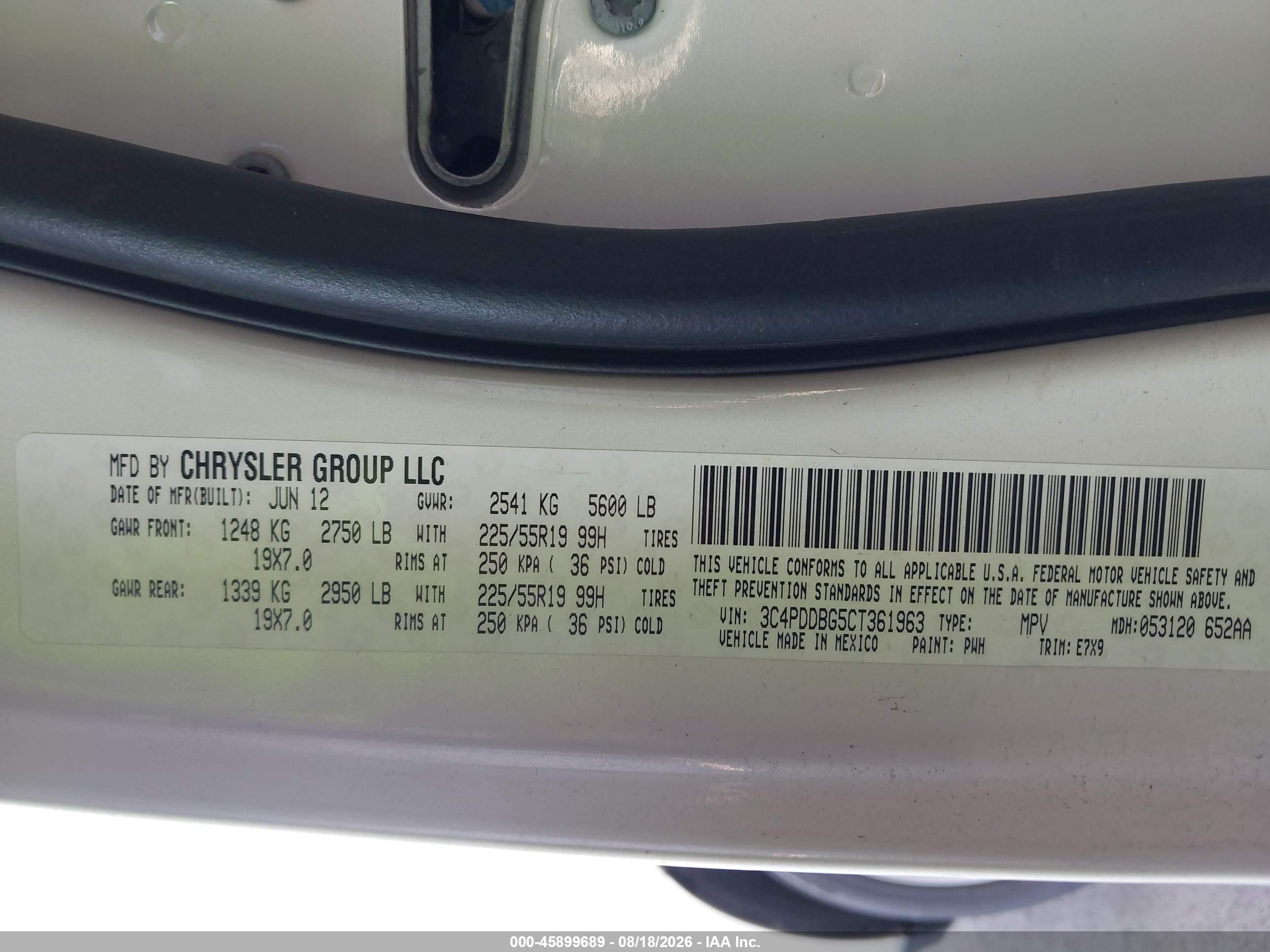 2012 Dodge Journey Sxt White vin: 3C4PDDBG5CT361963