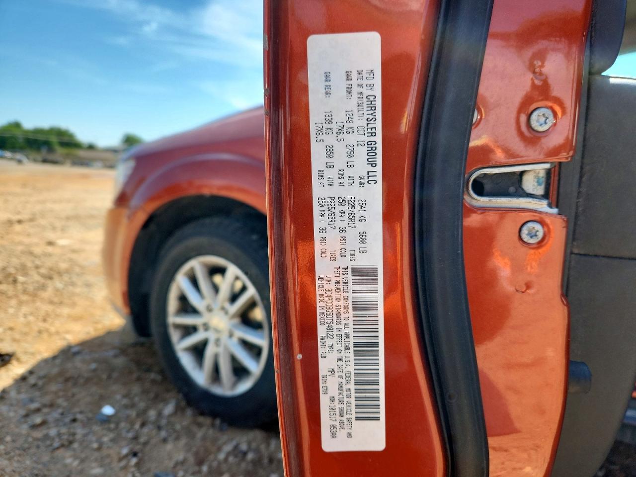 2013 Dodge Journey Sxt Orange vin: 3C4PDDBG5DT548122