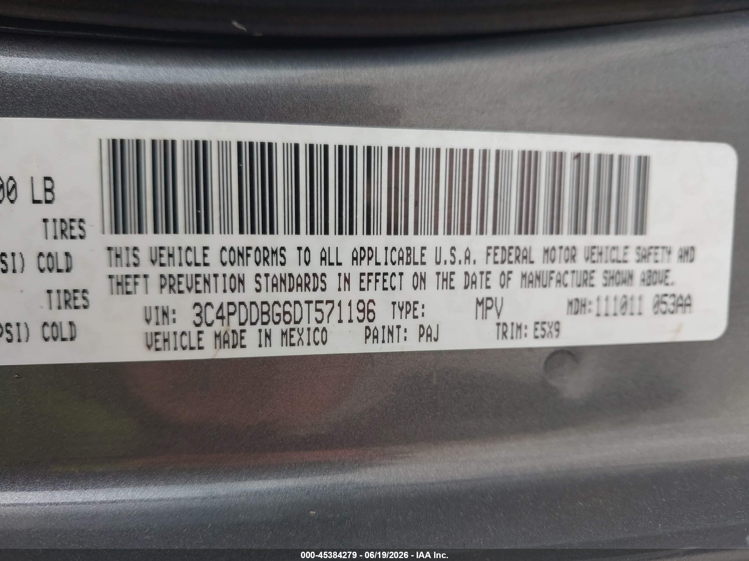 2013 Dodge Journey Sxt Gray vin: 3C4PDDBG6DT571196