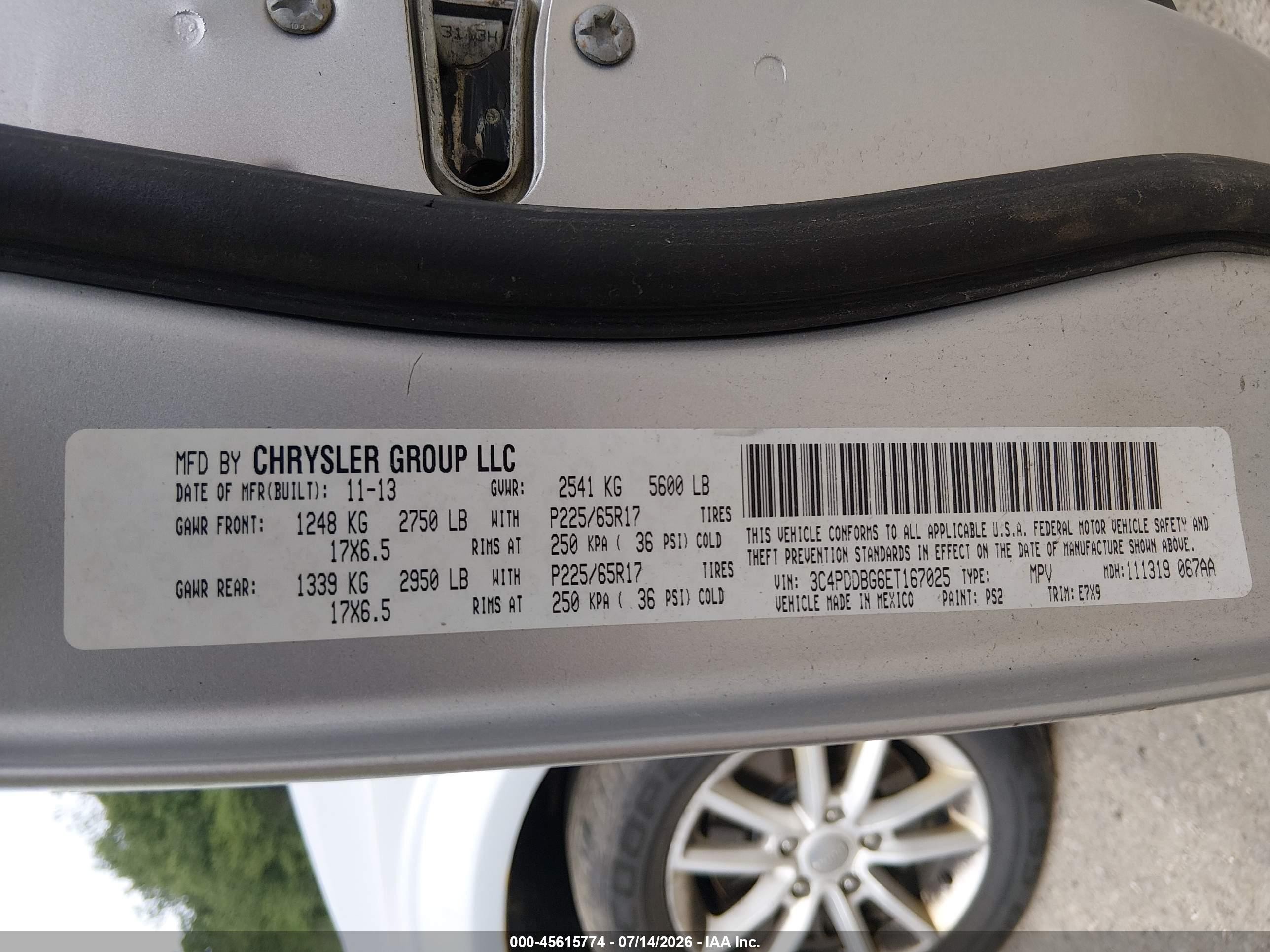 2014 Dodge Journey Sxt Silver vin: 3C4PDDBG6ET167025