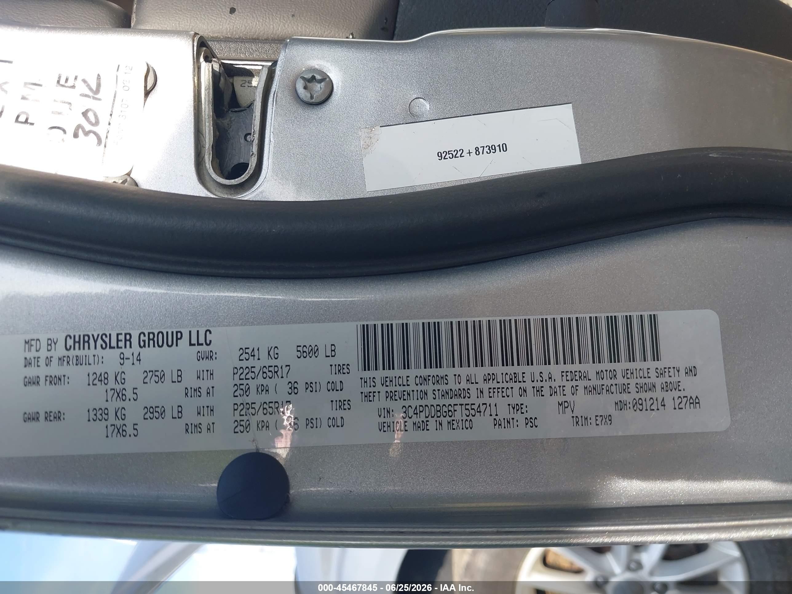2015 Dodge Journey Sxt Серебряный vin: 3C4PDDBG6FT554711
