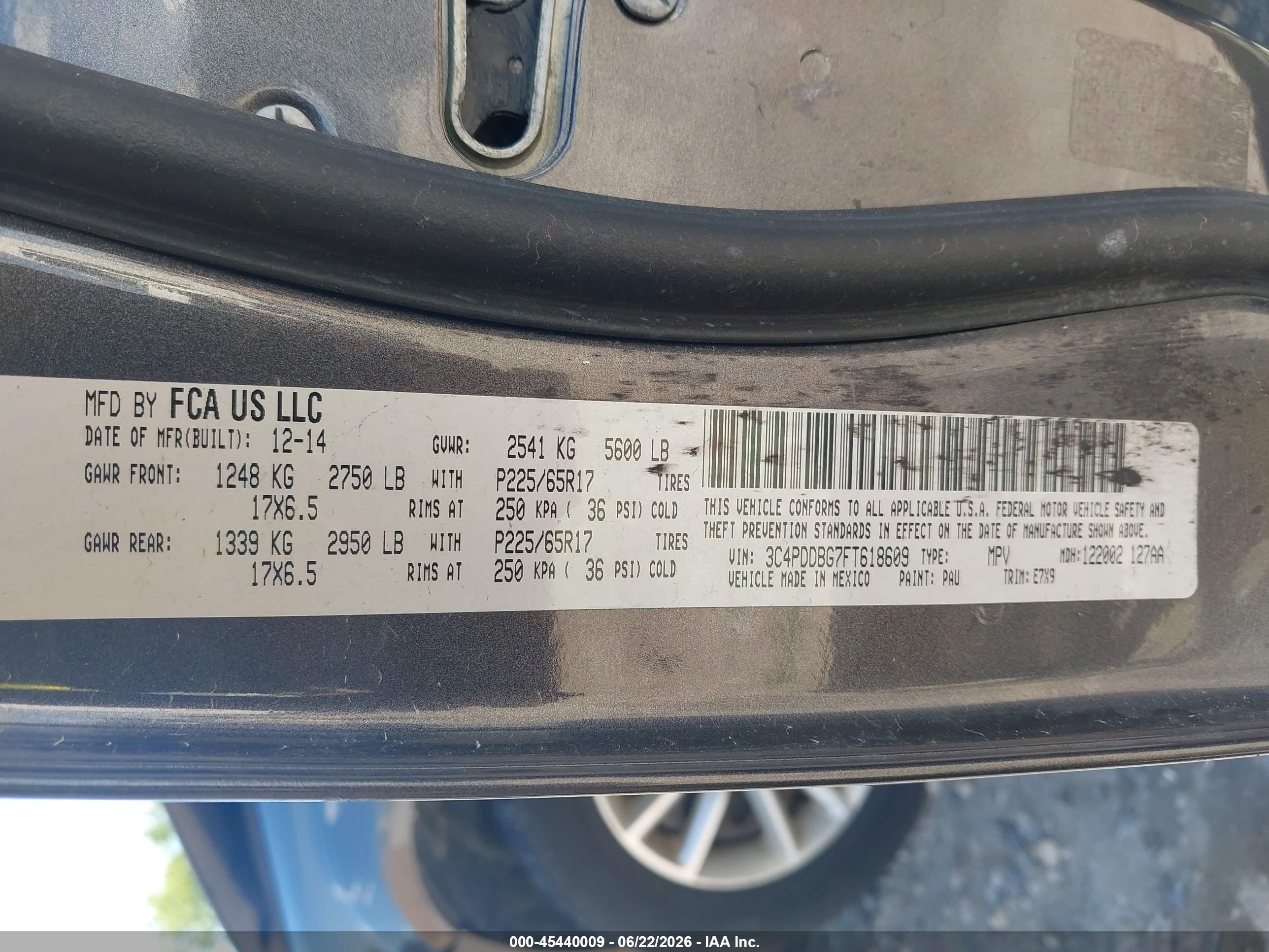 2015 Dodge Journey Sxt Серый vin: 3C4PDDBG7FT618609