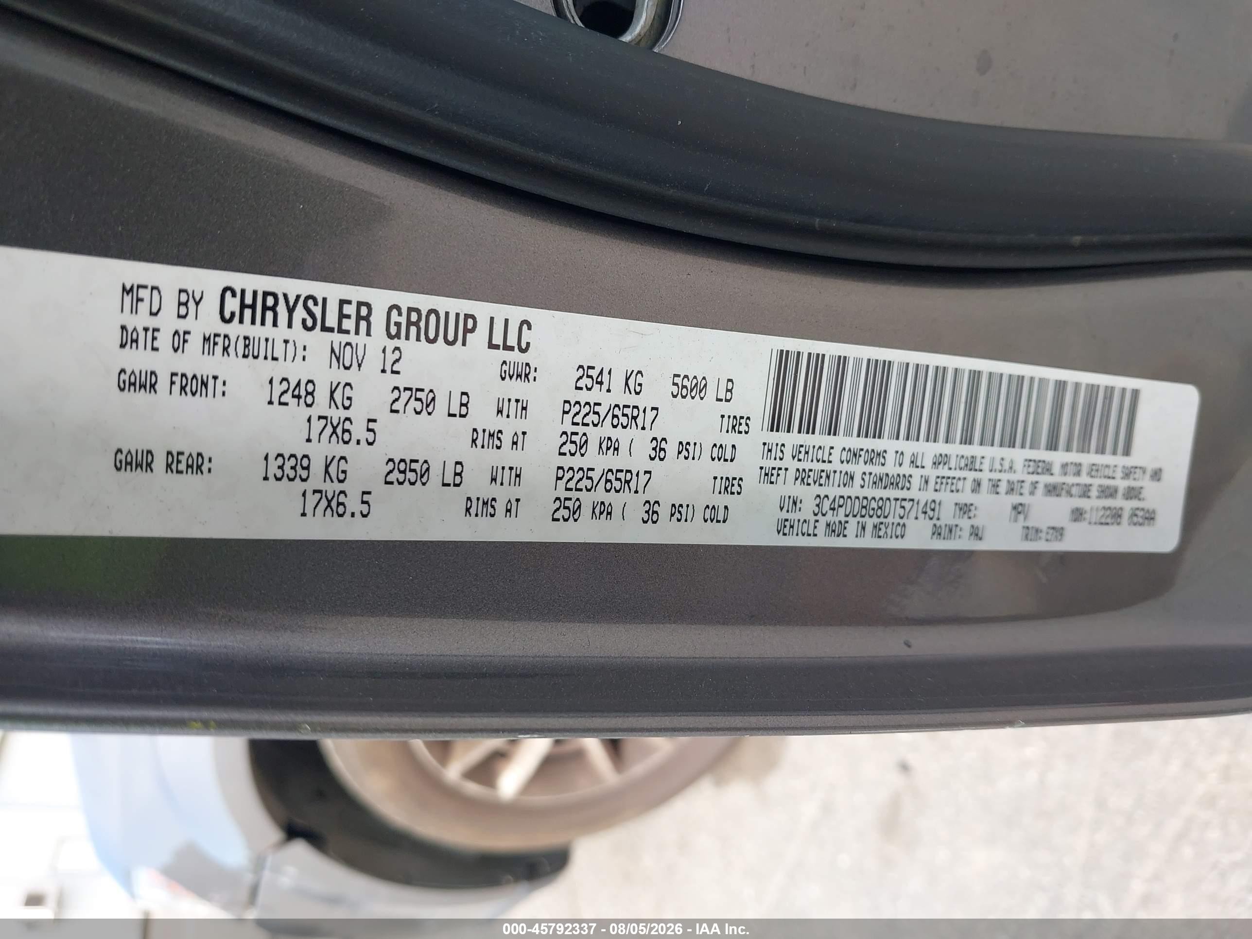 2013 Dodge Journey Sxt Gray vin: 3C4PDDBG8DT571491