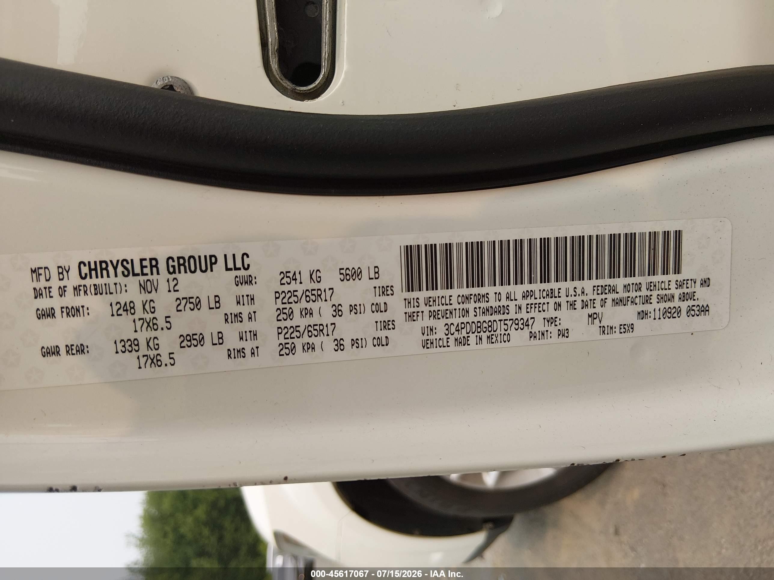 2013 Dodge Journey Sxt White vin: 3C4PDDBG8DT579347