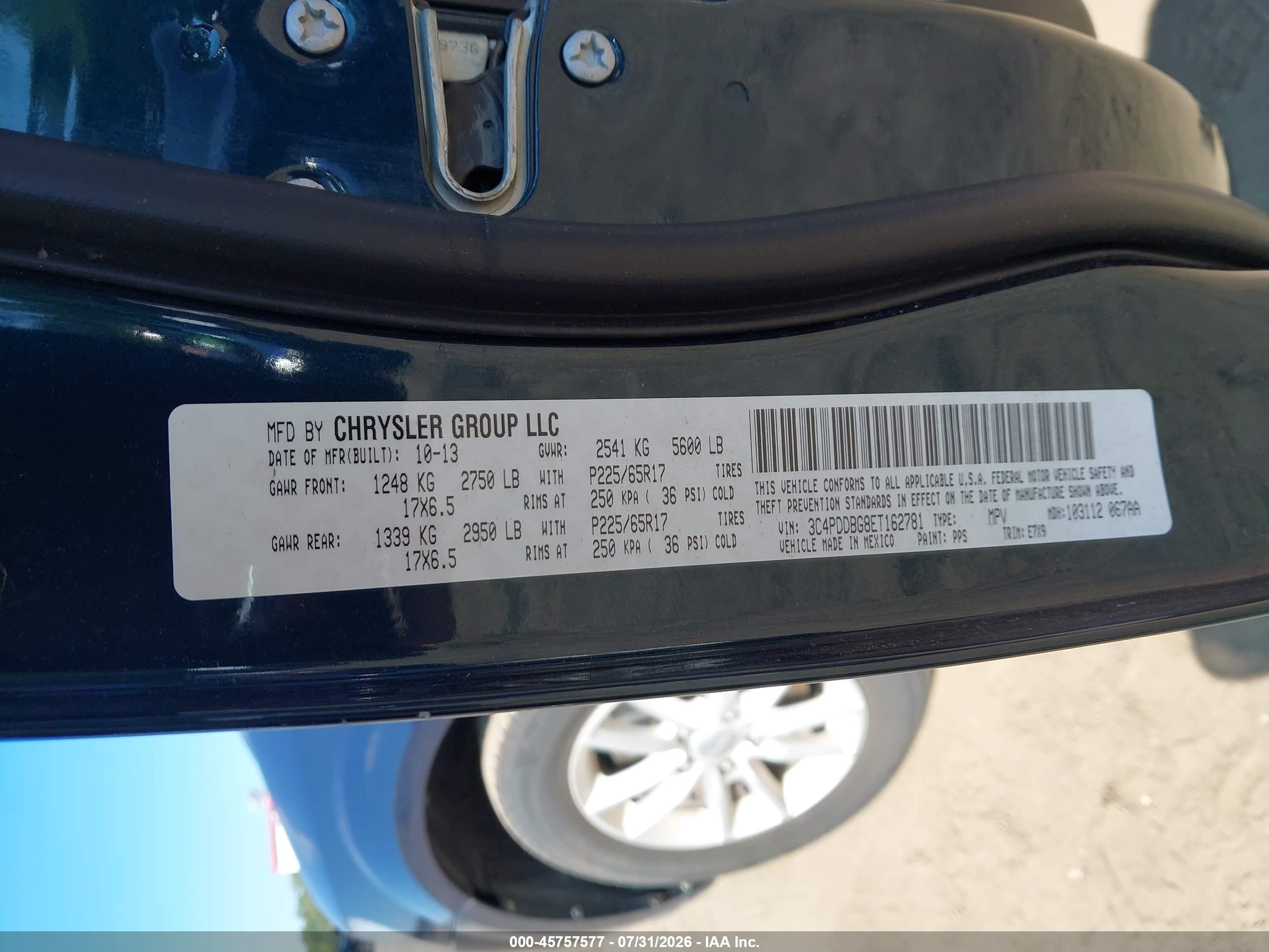 2014 Dodge Journey Sxt Blue vin: 3C4PDDBG8ET162781