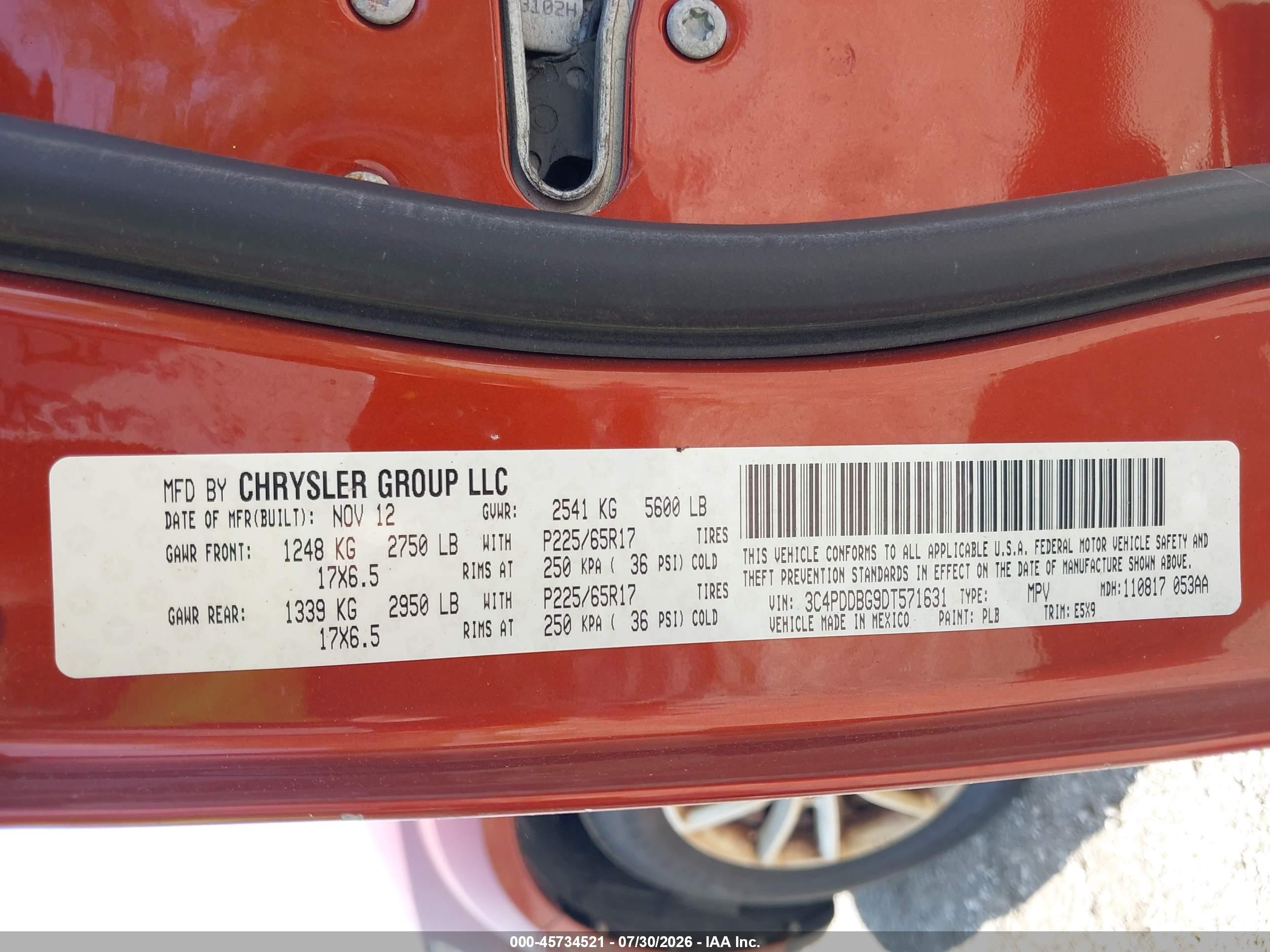 2013 Dodge Journey Sxt Orange vin: 3C4PDDBG9DT571631