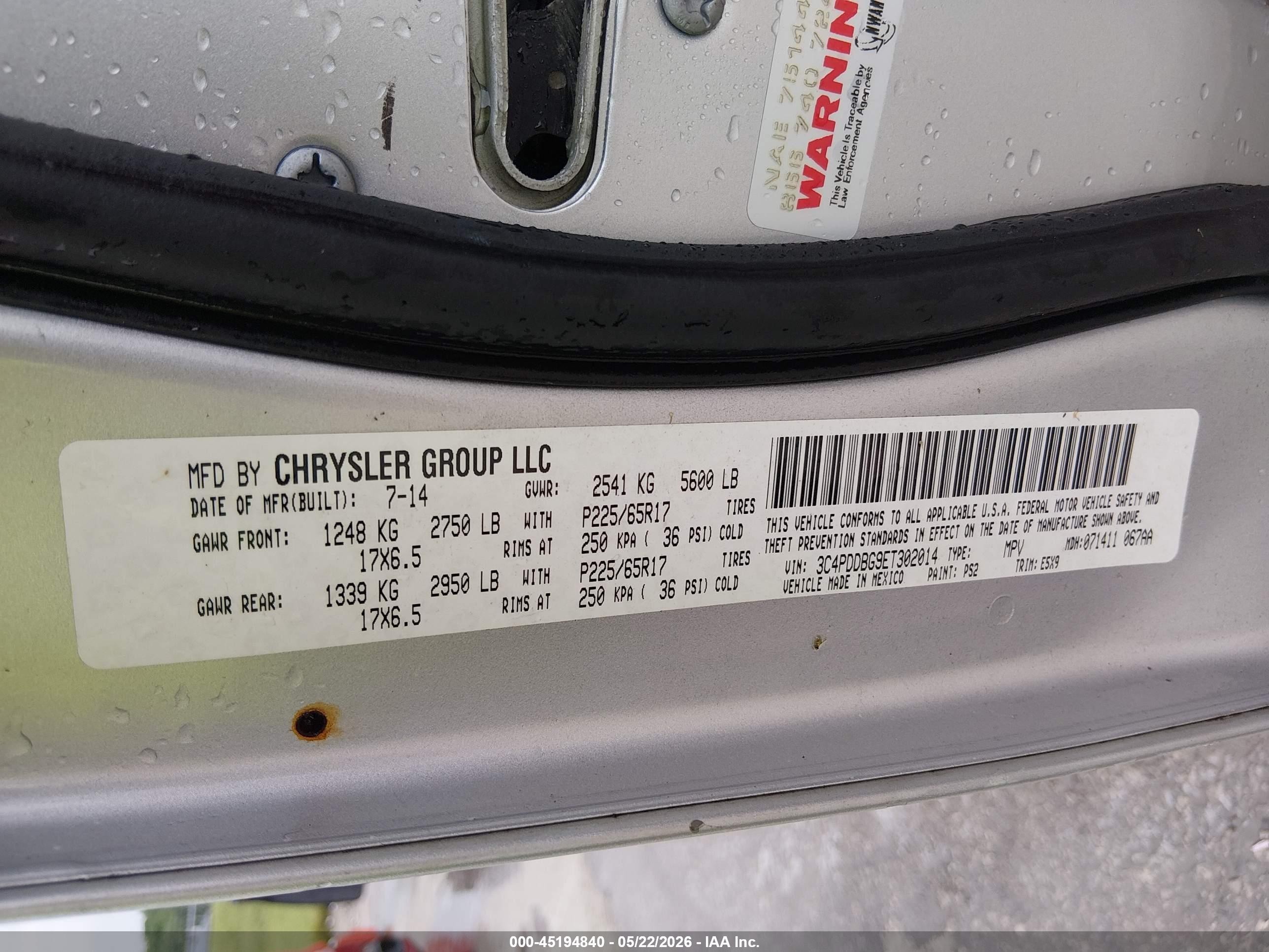 2014 Dodge Journey Sxt Silver vin: 3C4PDDBG9ET302014