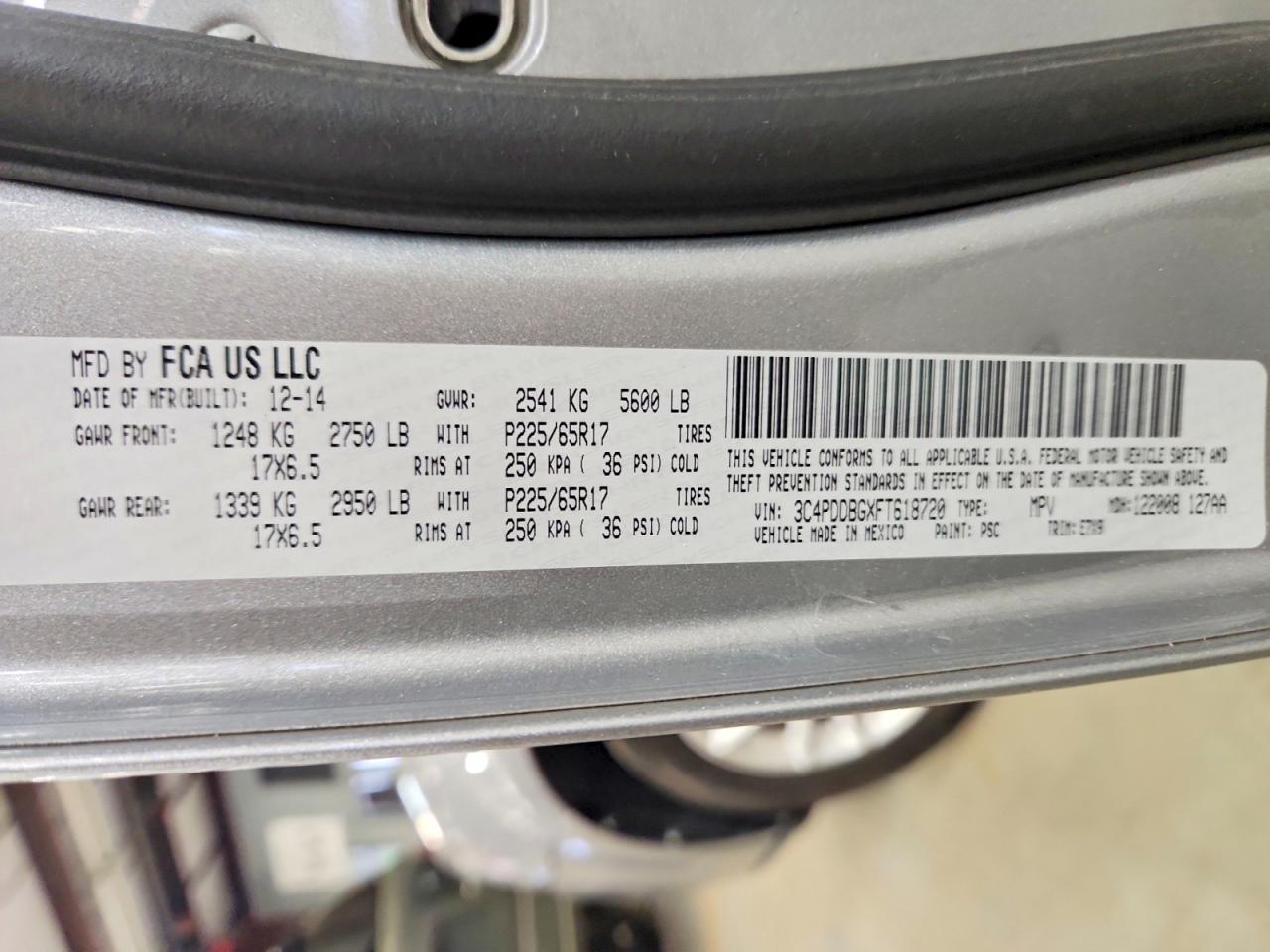 2015 Dodge Journey Sxt Silver vin: 3C4PDDBGXFT618720