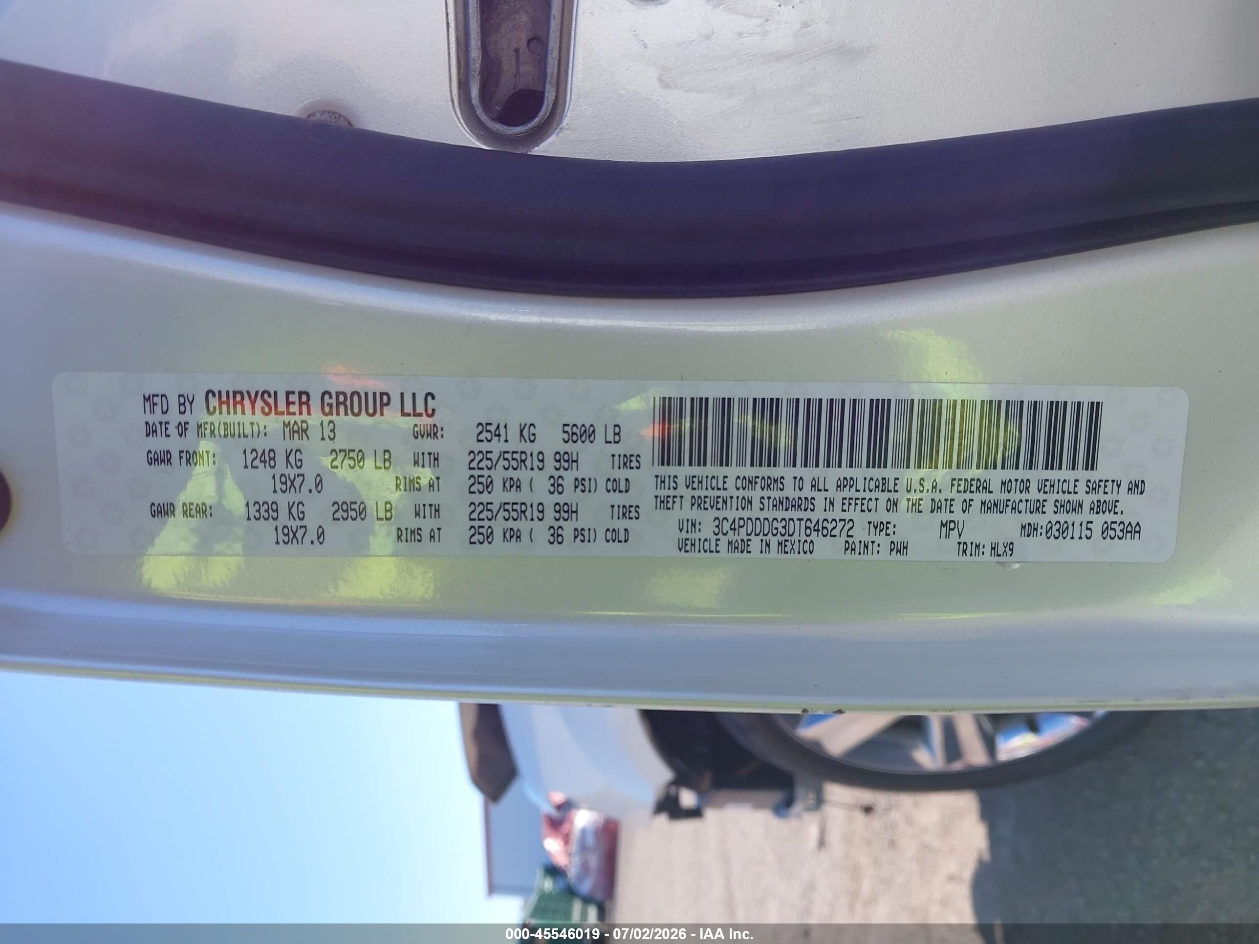 2013 Dodge Journey Crew White vin: 3C4PDDDG3DT646272