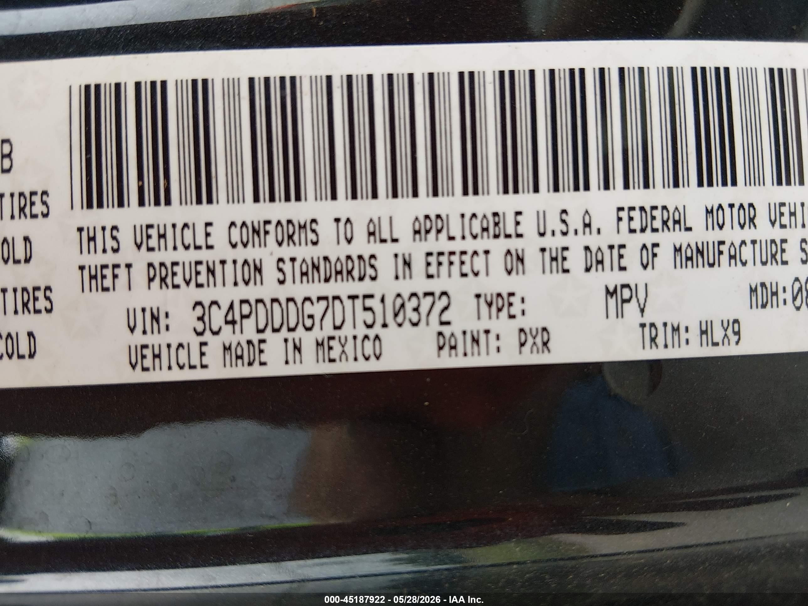 2013 Dodge Journey Crew Black vin: 3C4PDDDG7DT510372