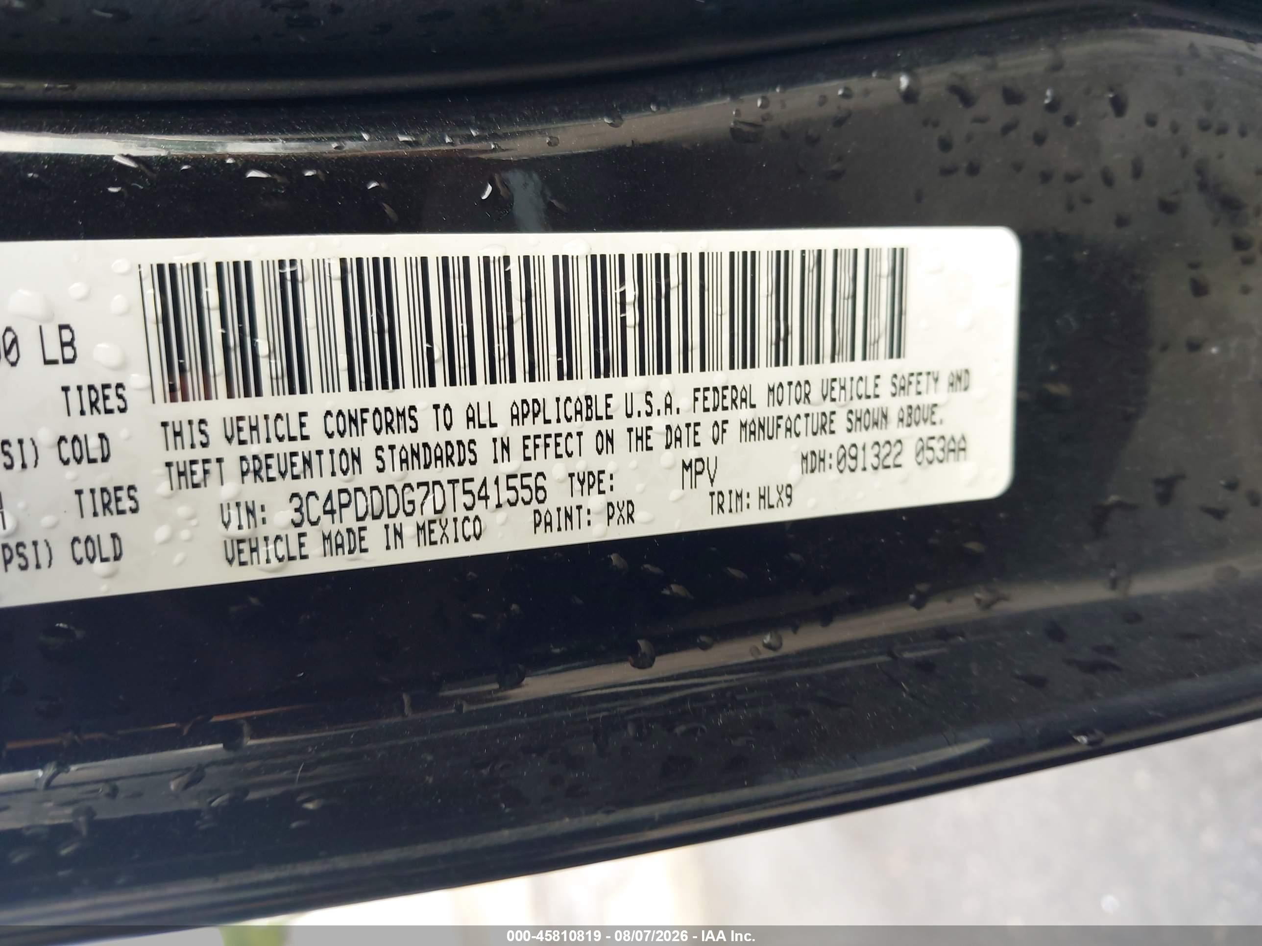 2013 Dodge Journey Crew Black vin: 3C4PDDDG7DT541556