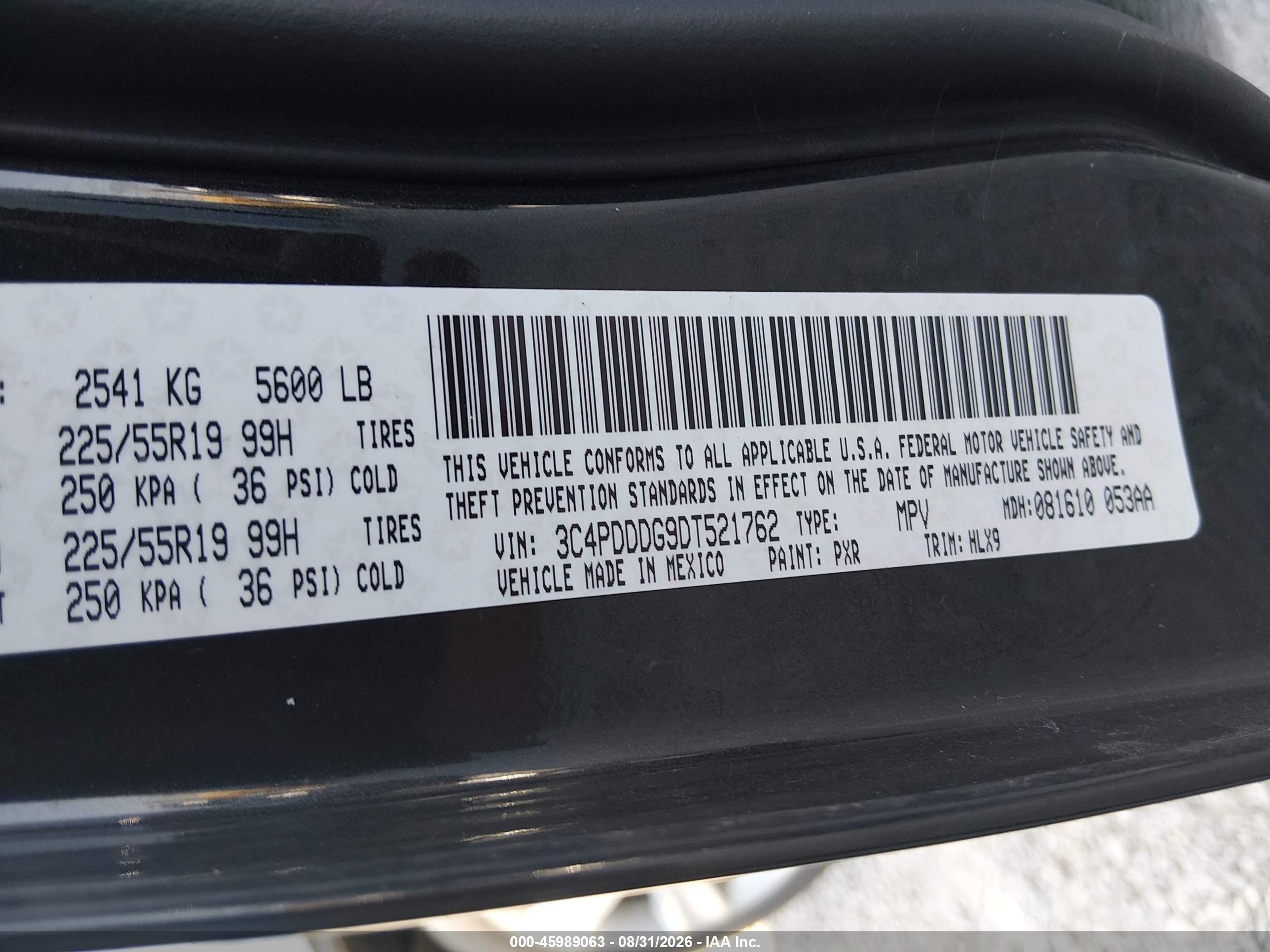 2013 Dodge Journey Crew Black vin: 3C4PDDDG9DT521762