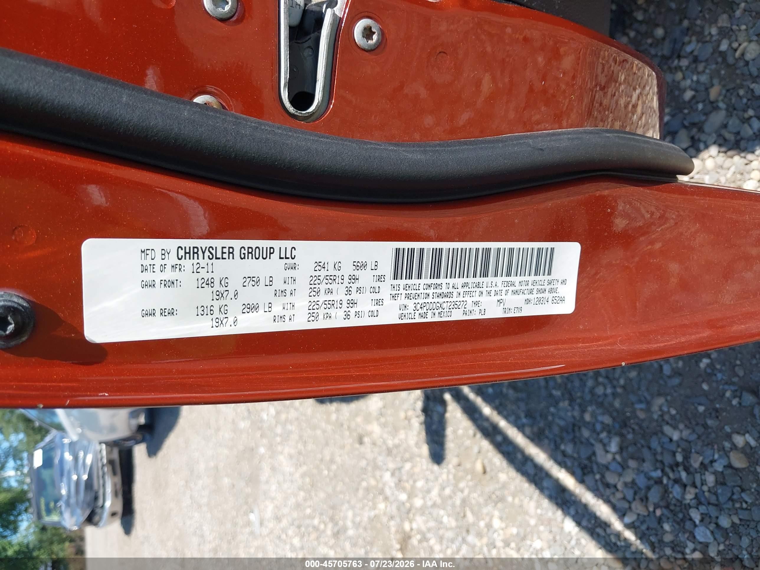 2012 Dodge Journey Crew Orange vin: 3C4PDDDGXCT235272