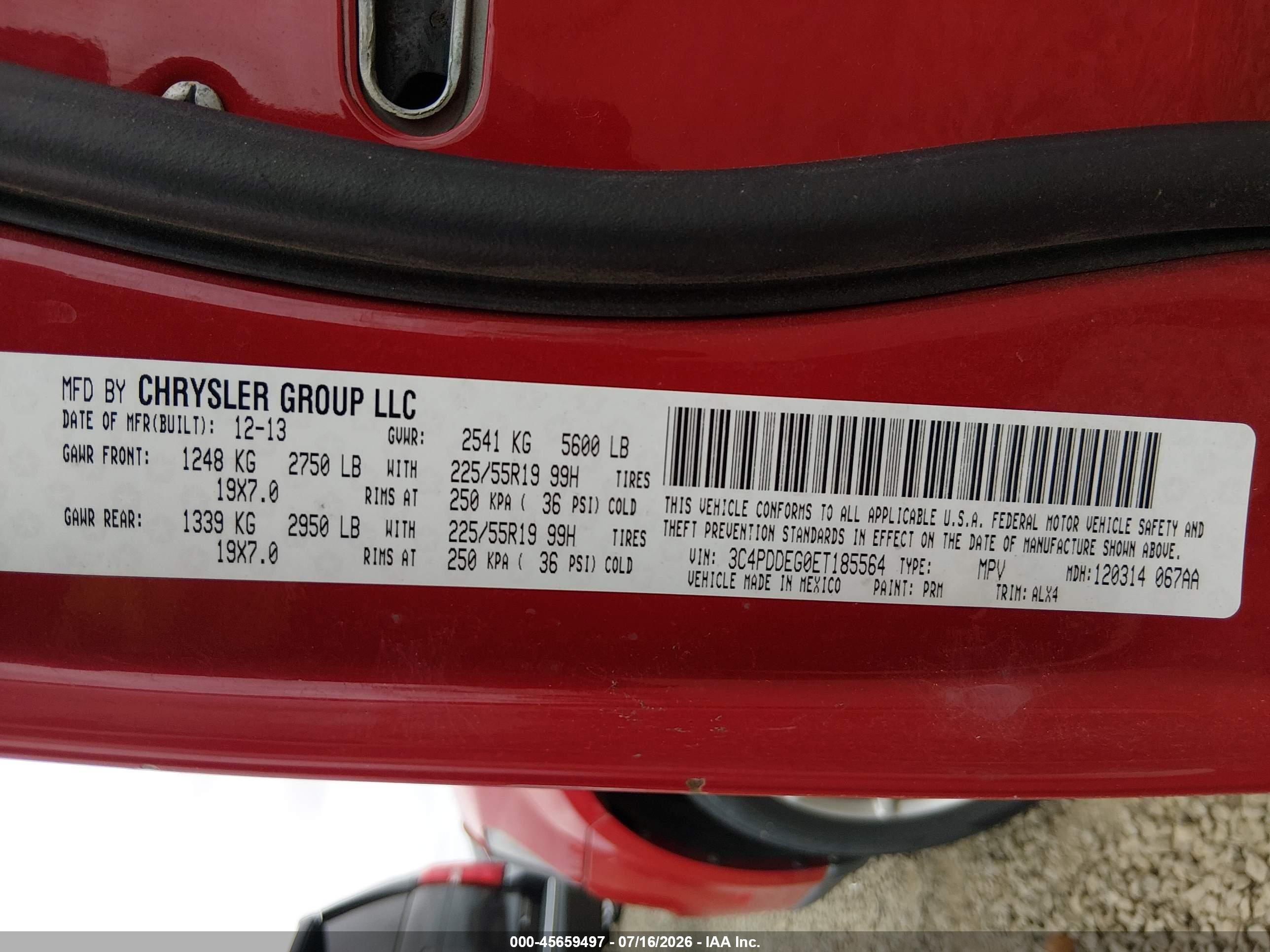 2014 Dodge Journey R/t Красный vin: 3C4PDDEG0ET185564