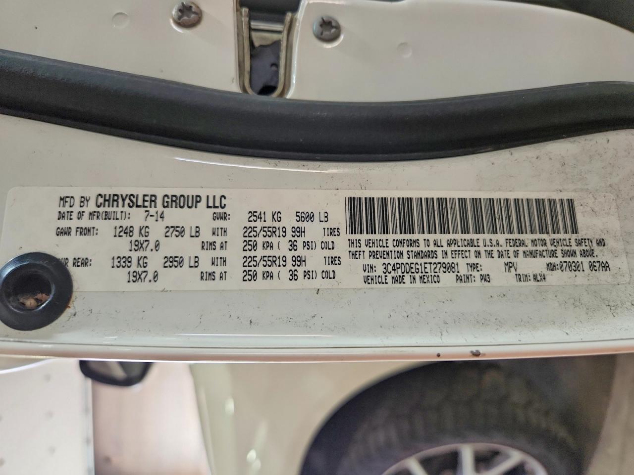 2014 Dodge Journey R/t White vin: 3C4PDDEG1ET279081