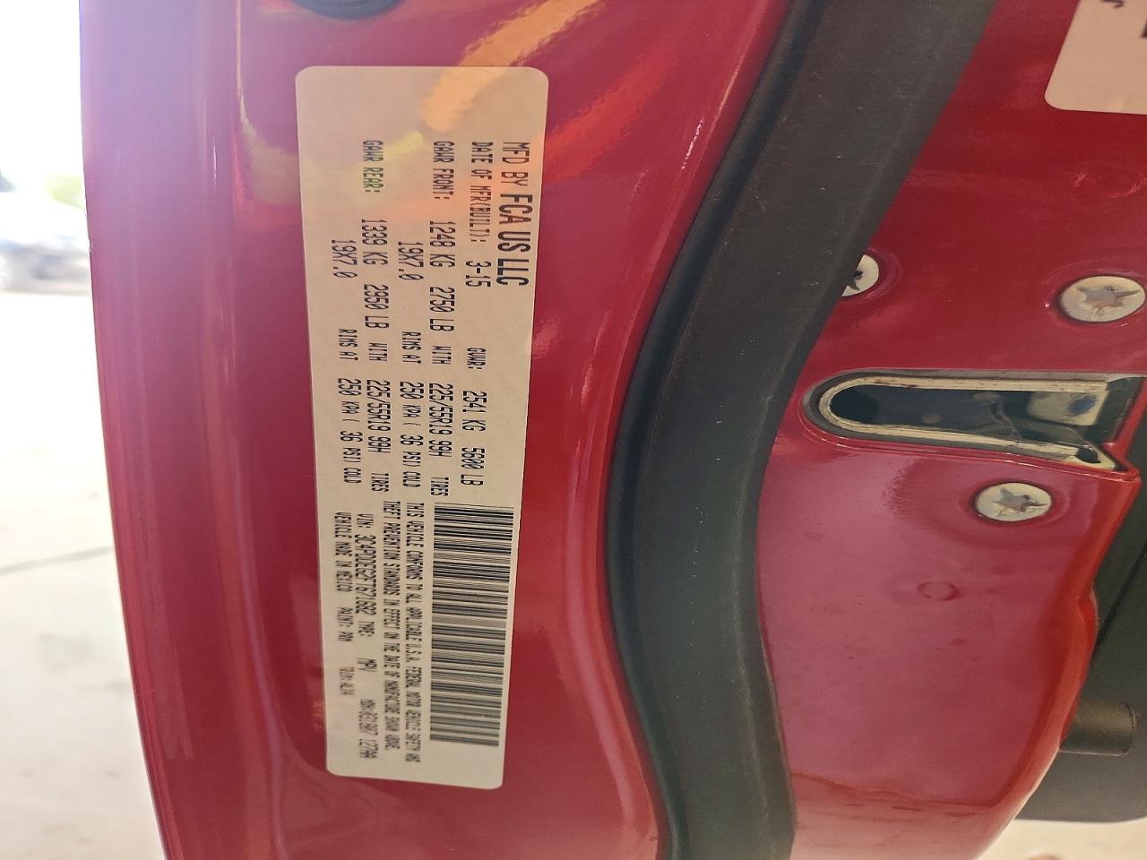 2015 Dodge Journey R Red vin: 3C4PDDEG2FT671682