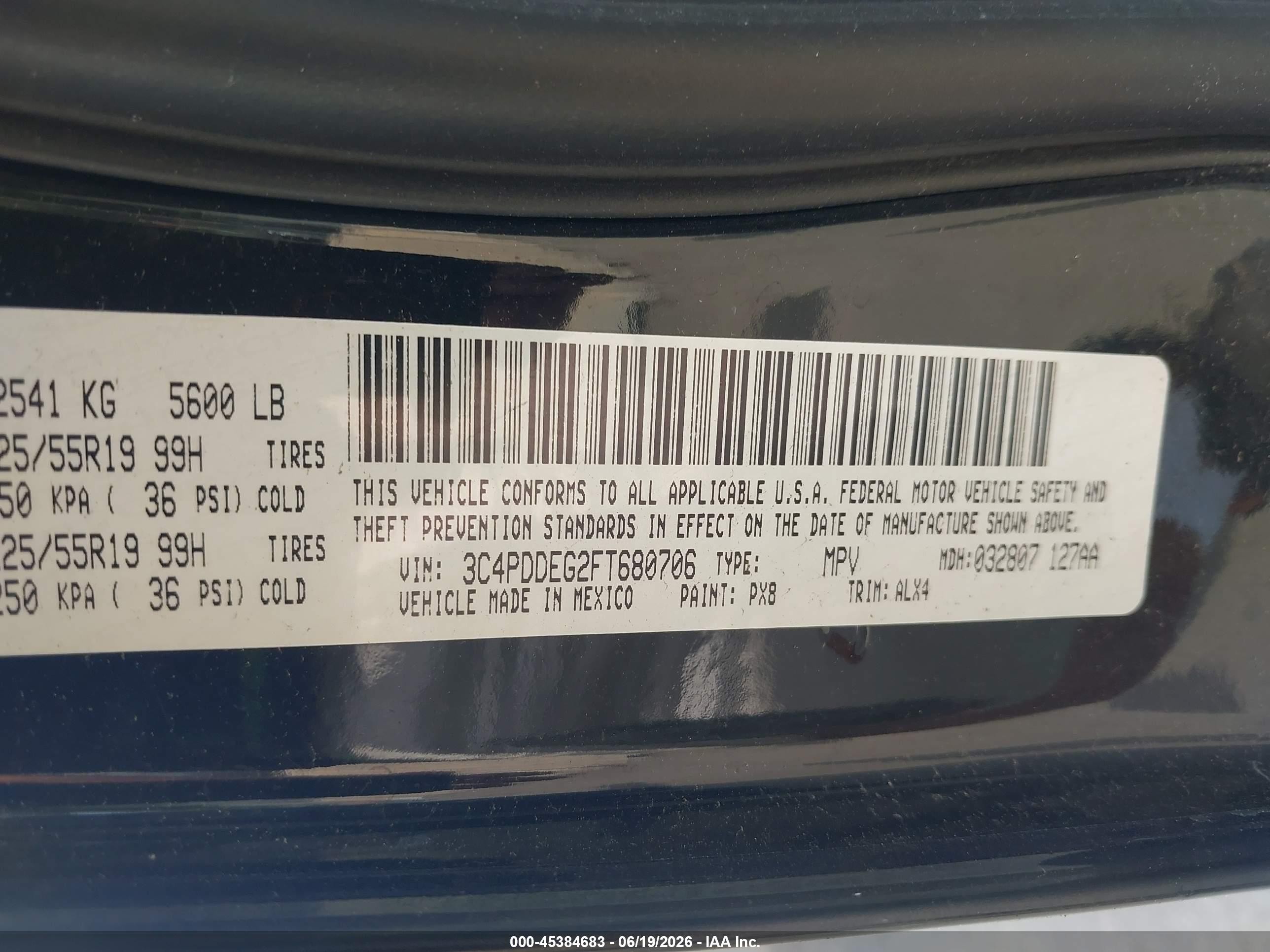 2015 Dodge Journey R/t Black vin: 3C4PDDEG2FT680706