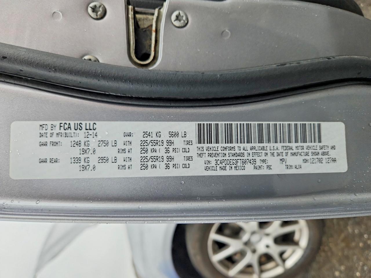 2015 Dodge Journey R/t Серебряный vin: 3C4PDDEG3FT607439