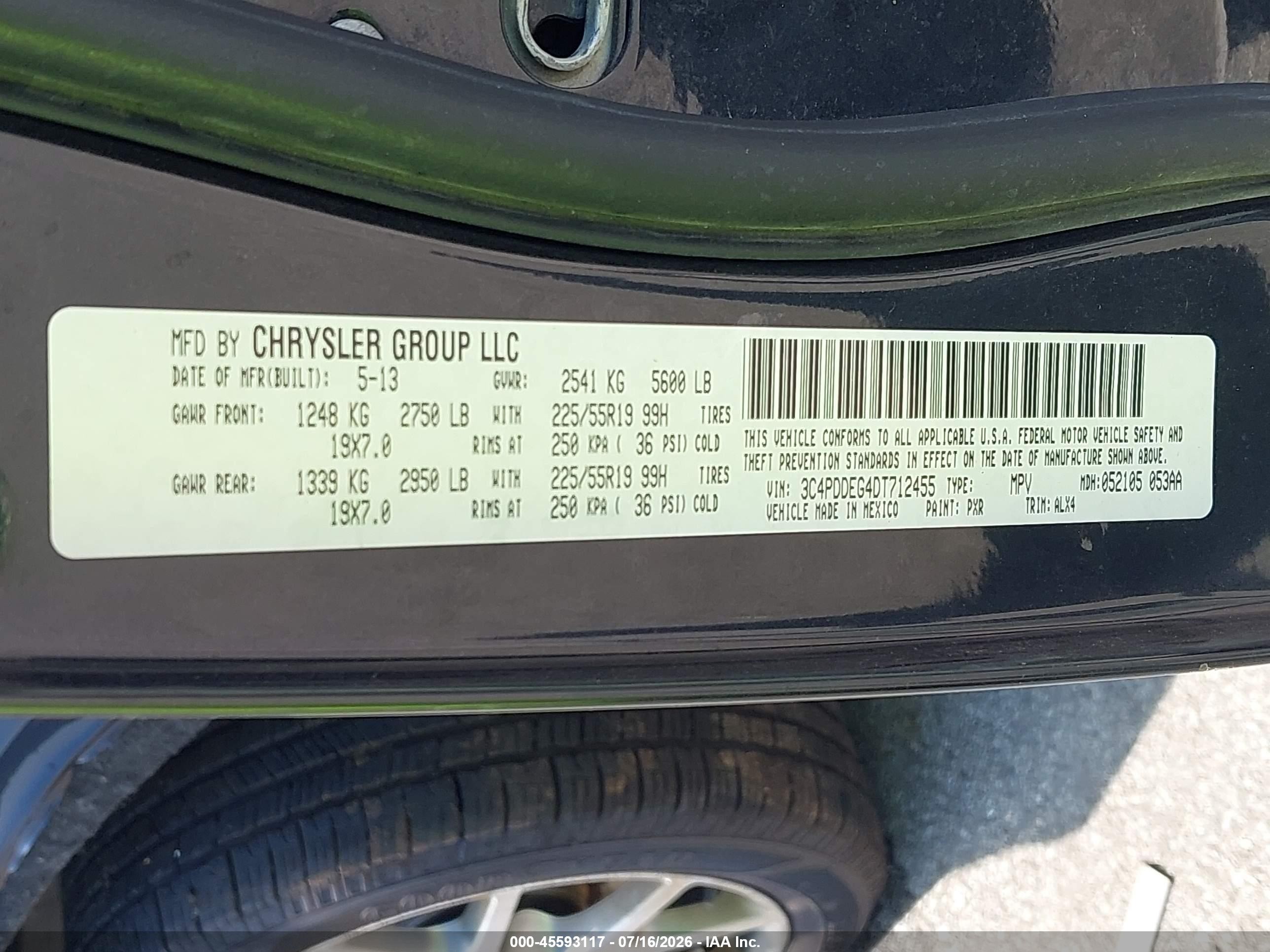 2013 Dodge Journey R/t Black vin: 3C4PDDEG4DT712455