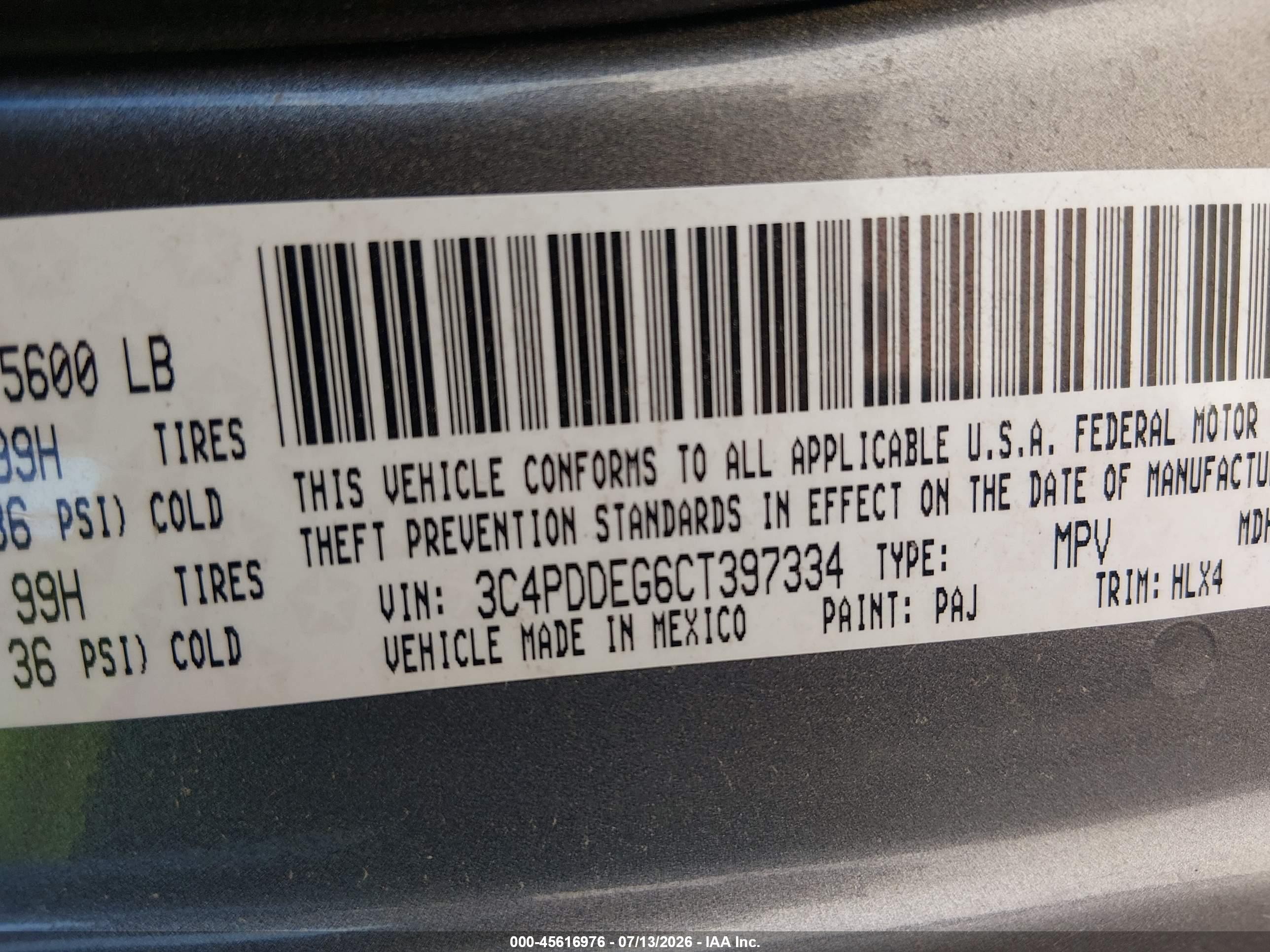 2012 Dodge Journey R/t Gray vin: 3C4PDDEG6CT397334