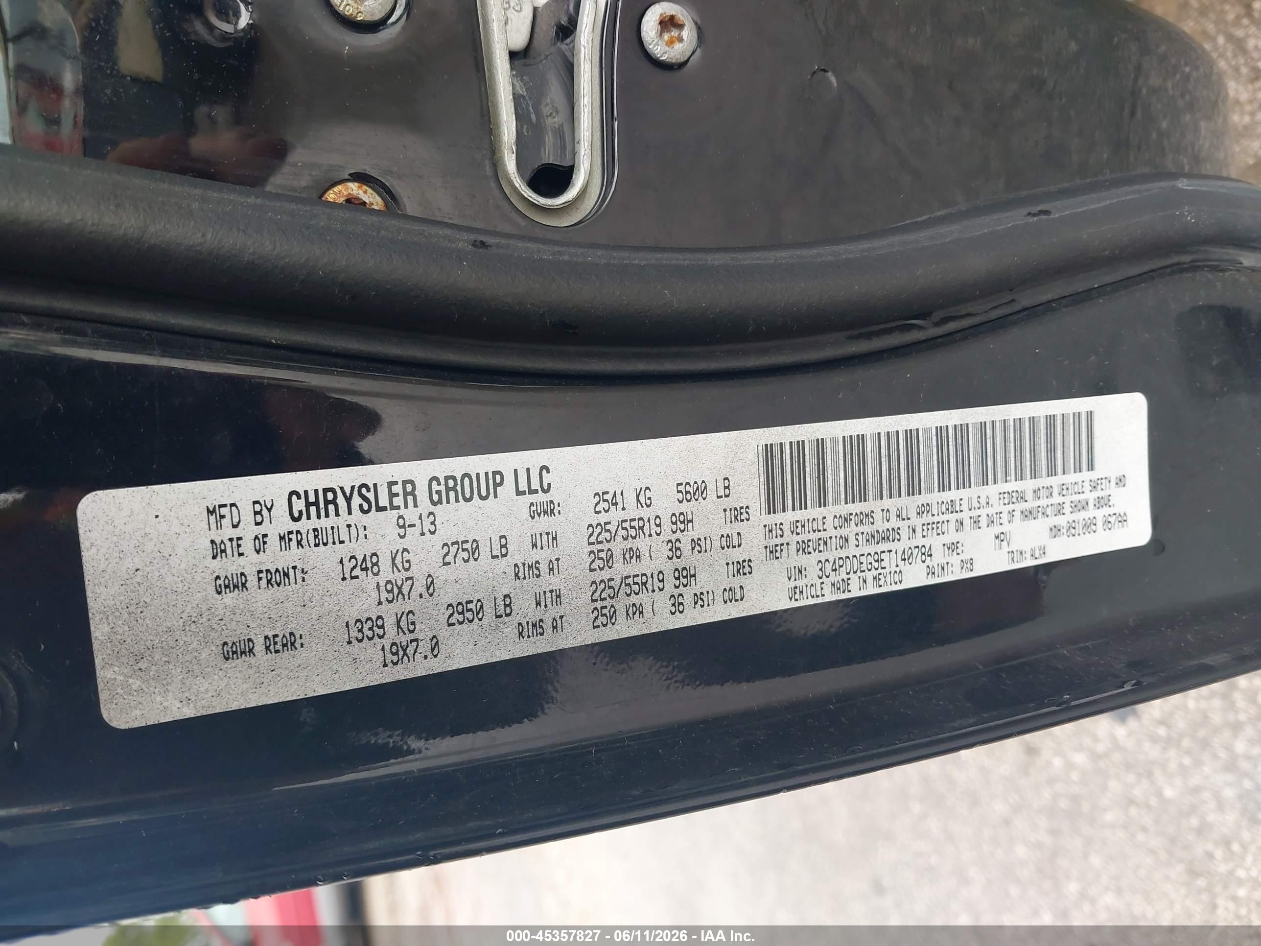 2014 Dodge Journey R/t Черный vin: 3C4PDDEG9ET140784