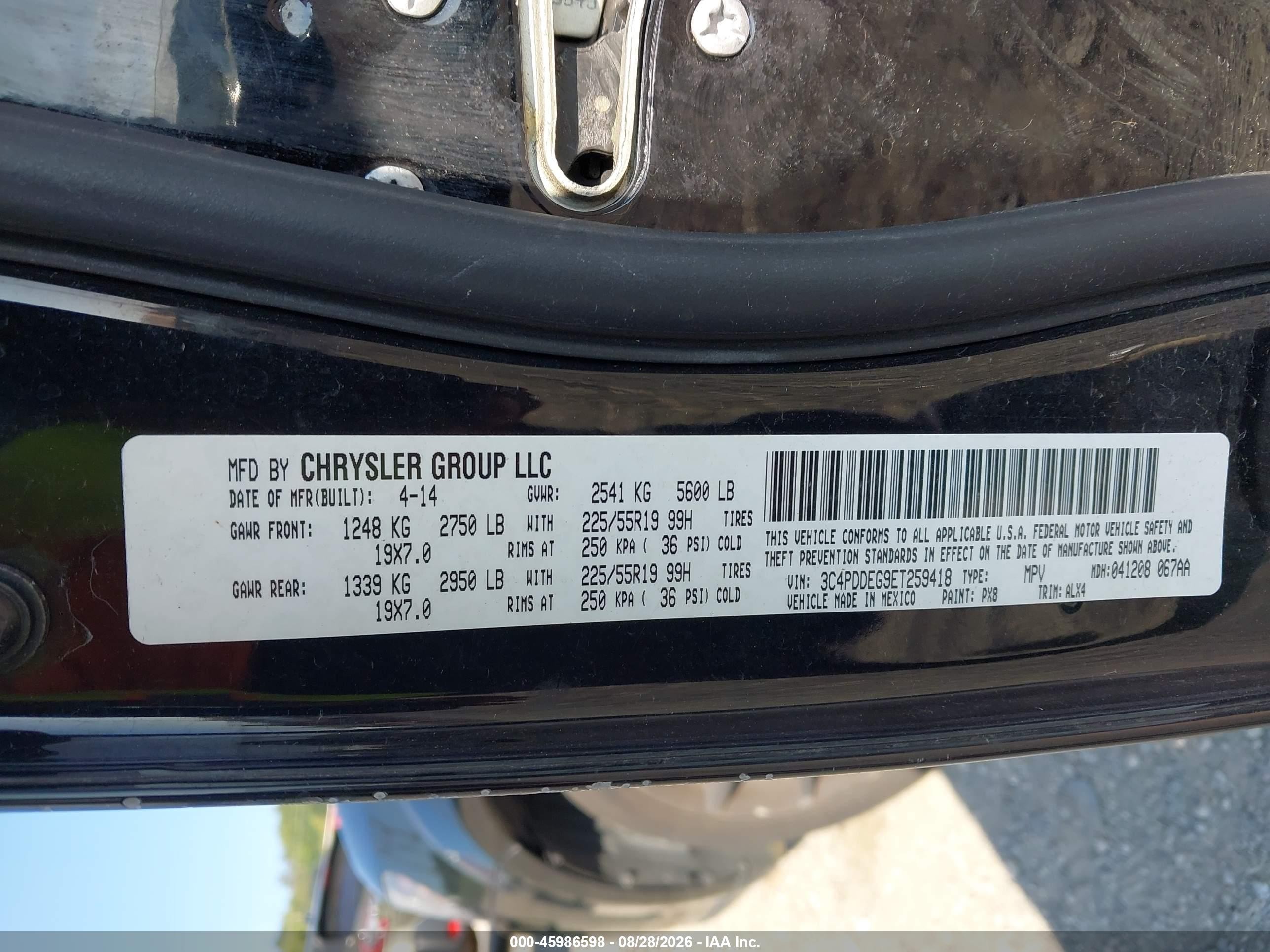 2014 Dodge Journey R/t Black vin: 3C4PDDEG9ET259418