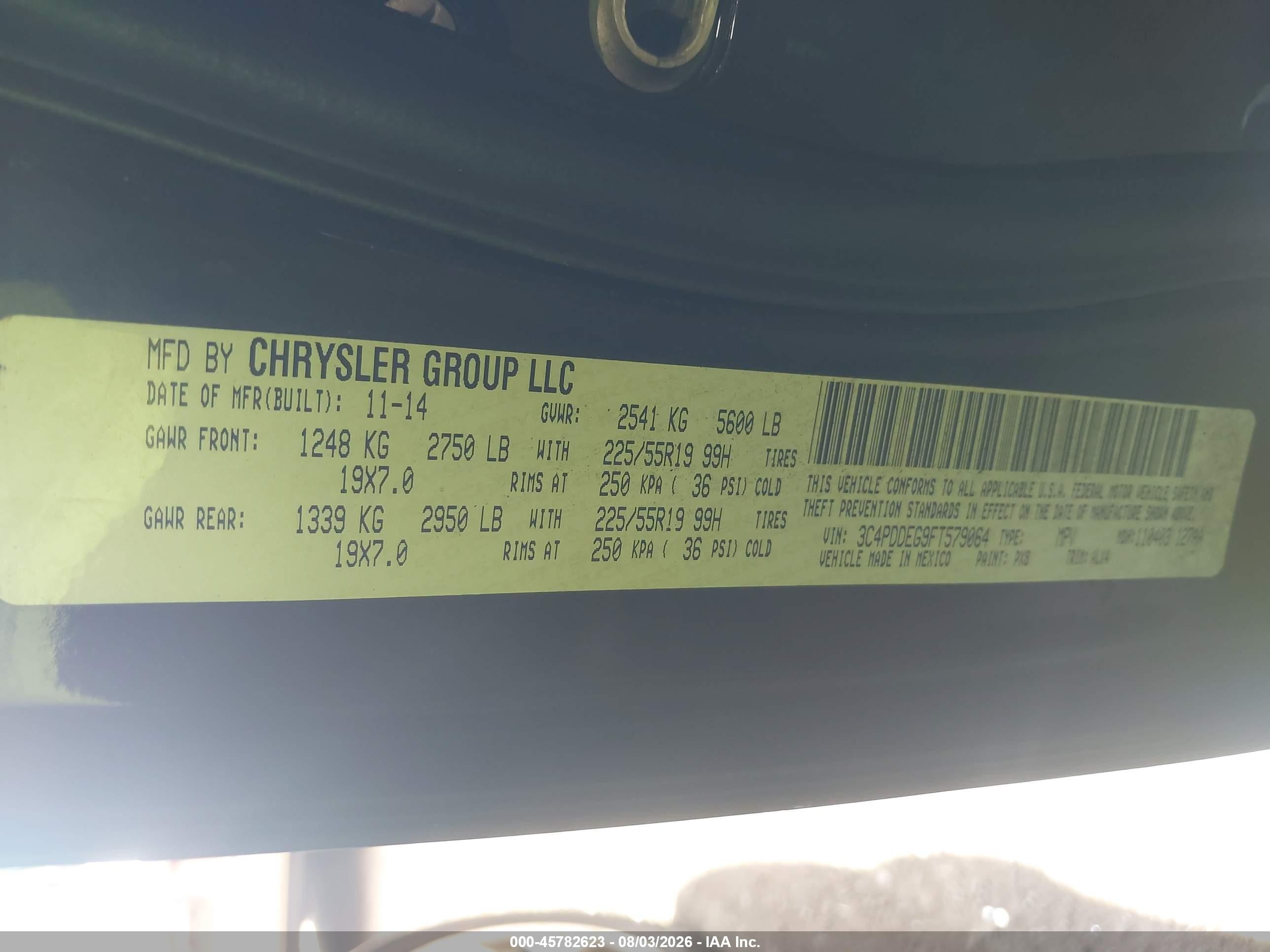 2015 Dodge Journey R/t Черный vin: 3C4PDDEG9FT579064