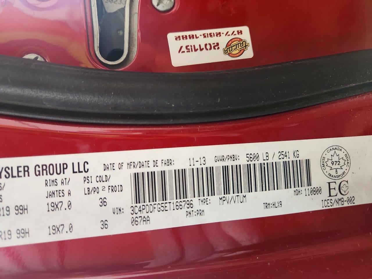2014 Dodge Journey R/t Red vin: 3C4PDDFG5ET166796