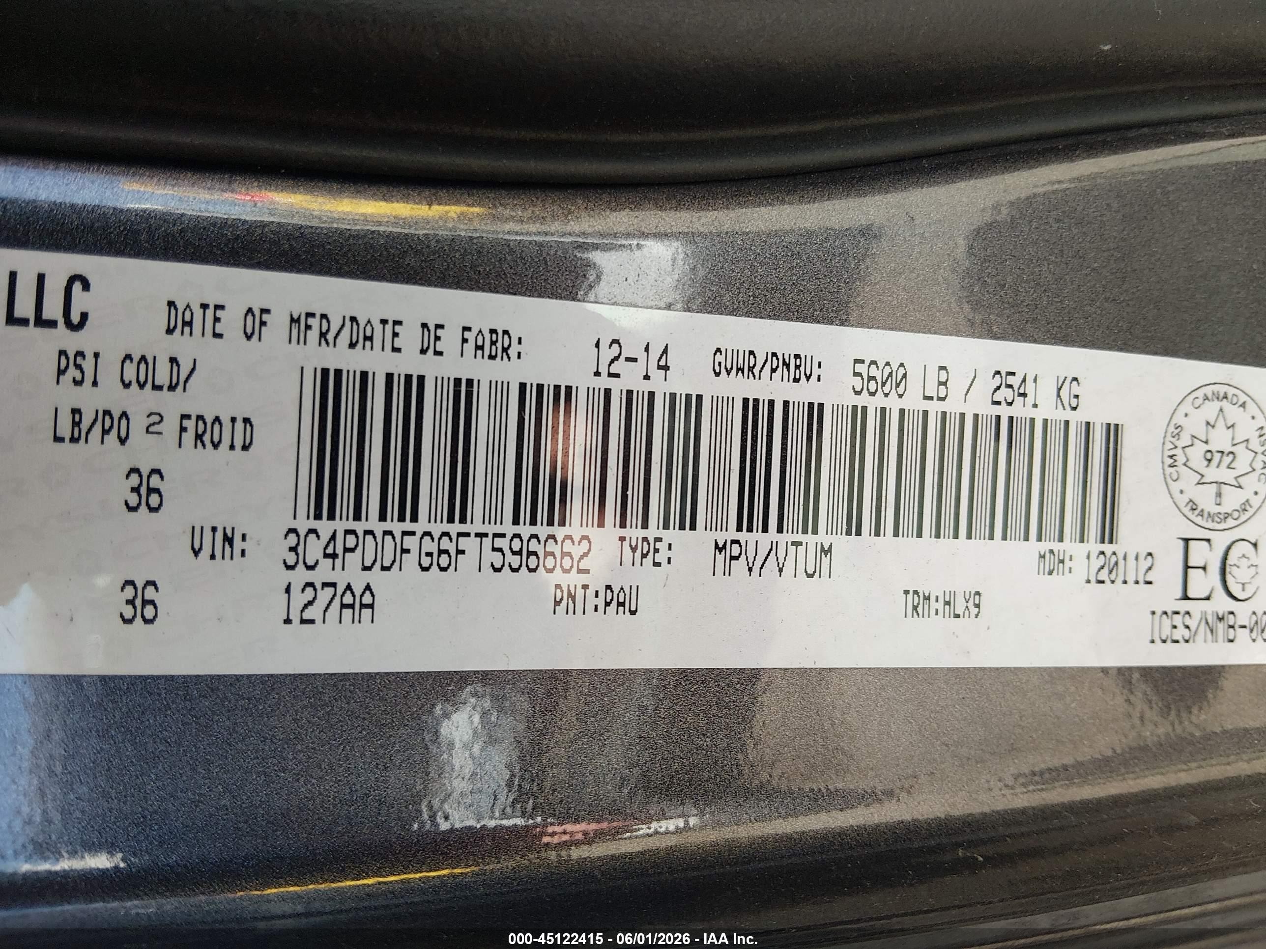 2015 Dodge Journey R/t Black vin: 3C4PDDFG6FT596662