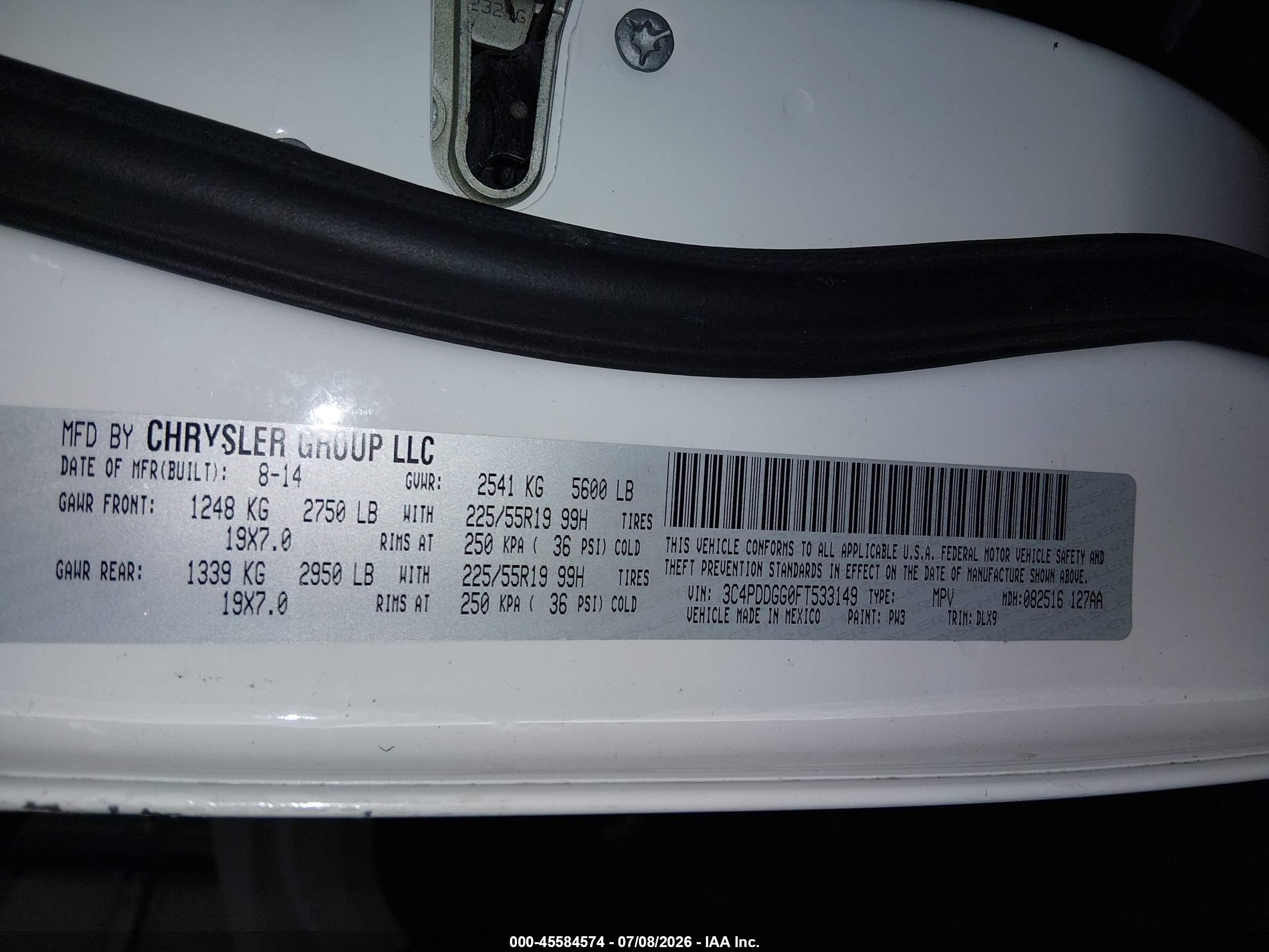2015 Dodge Journey Crossroad Белый vin: 3C4PDDGG0FT533149