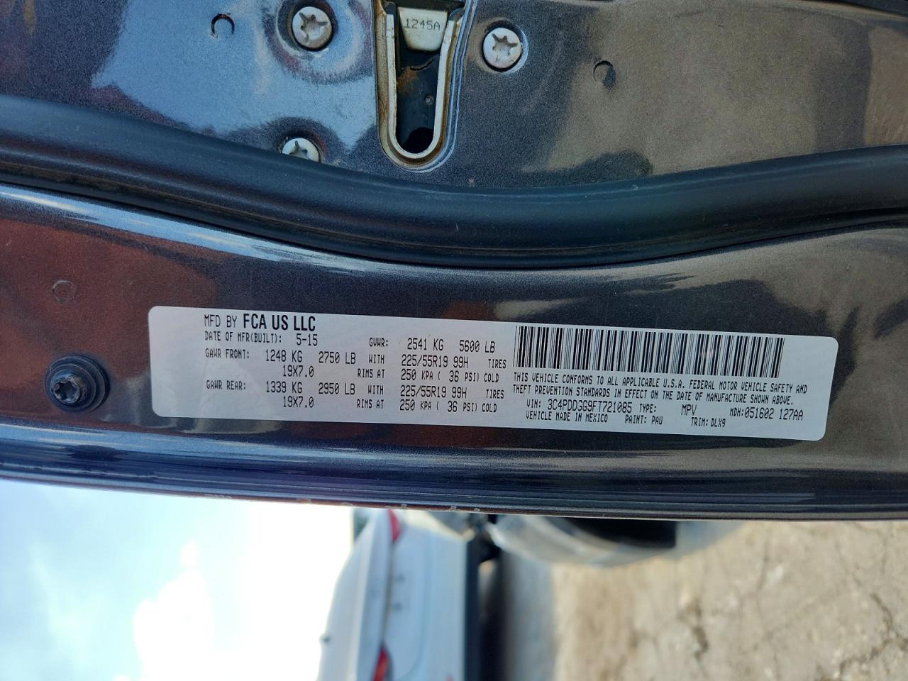 2015 Dodge Journey Crossroad Charcoal vin: 3C4PDDGG9FT721085