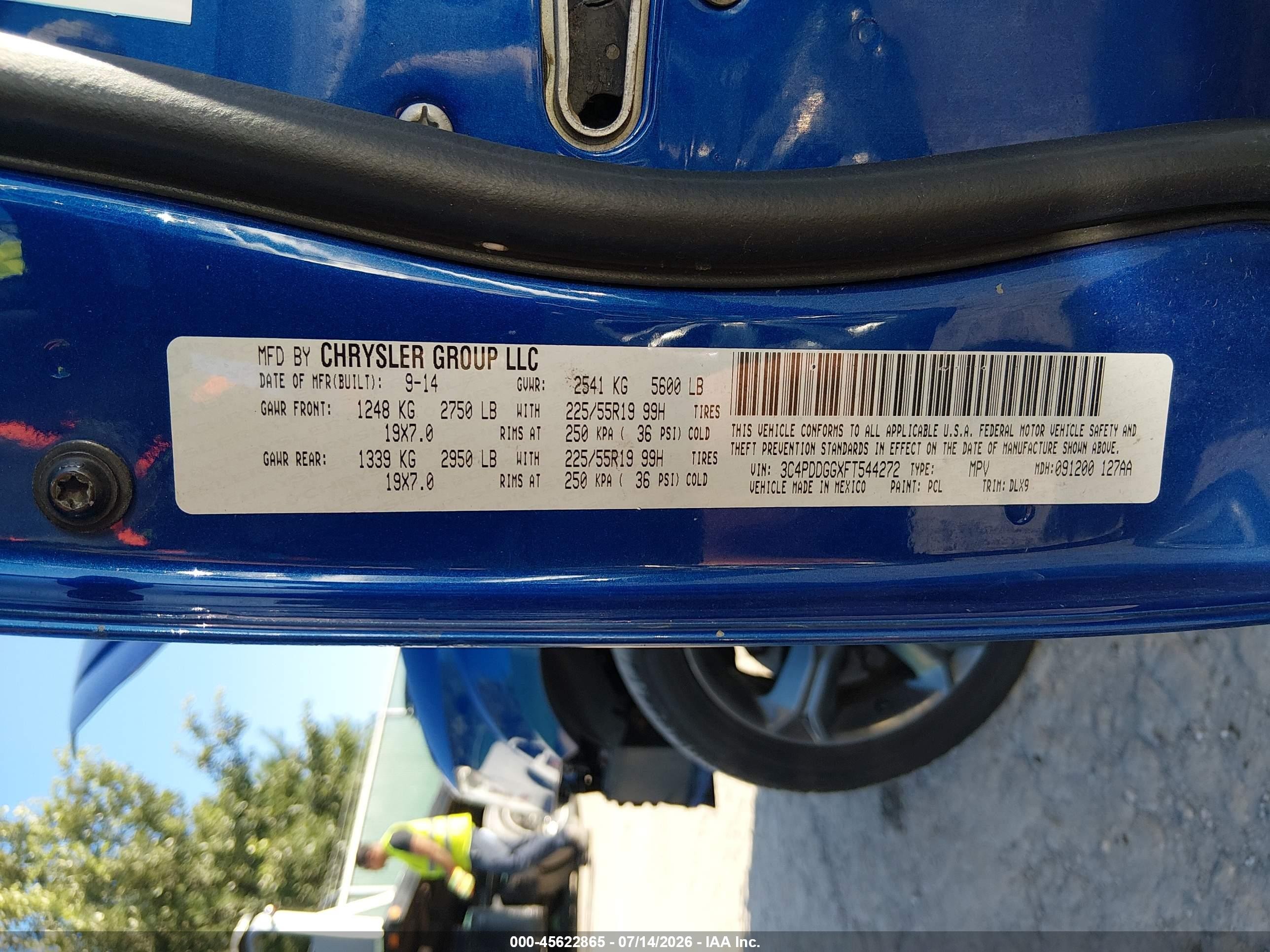 2015 Dodge Journey Crossroad Blue vin: 3C4PDDGGXFT544272