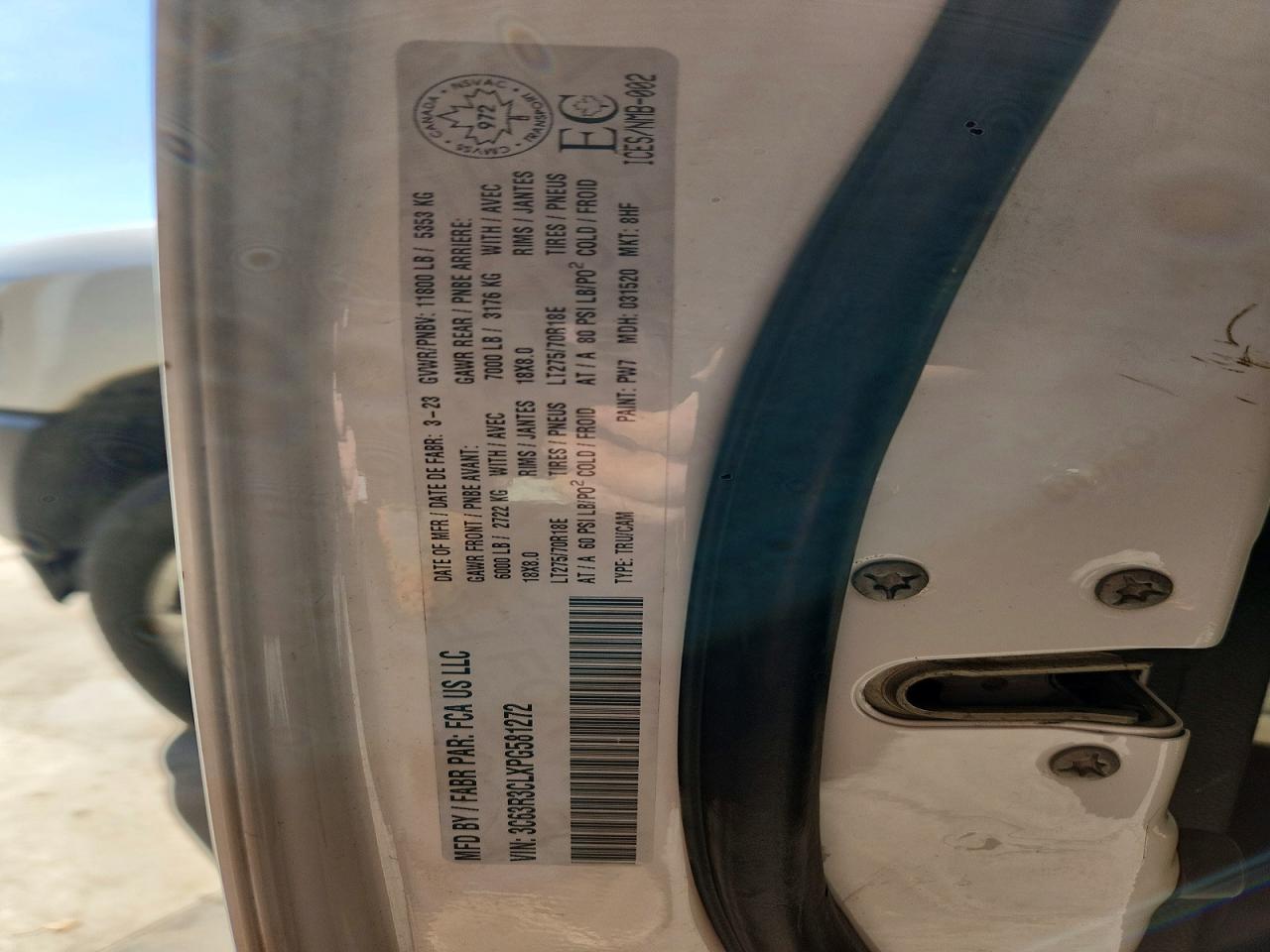 2023 Ram 3500 Tradesman White vin: 3C63R3CLXPG581272