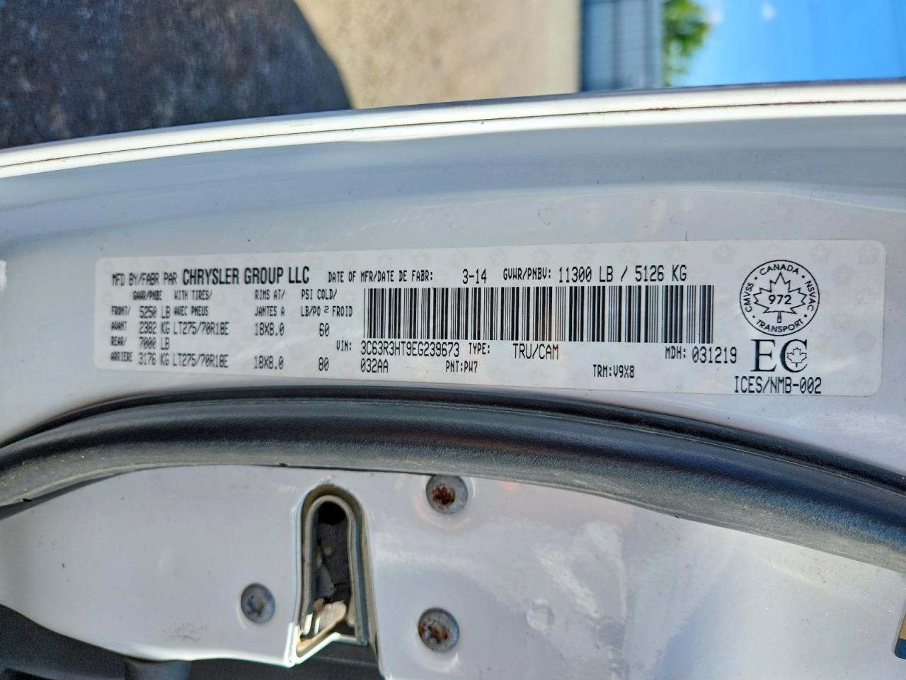 2014 Ram 3500 Slt White vin: 3C63R3HT9EG239673