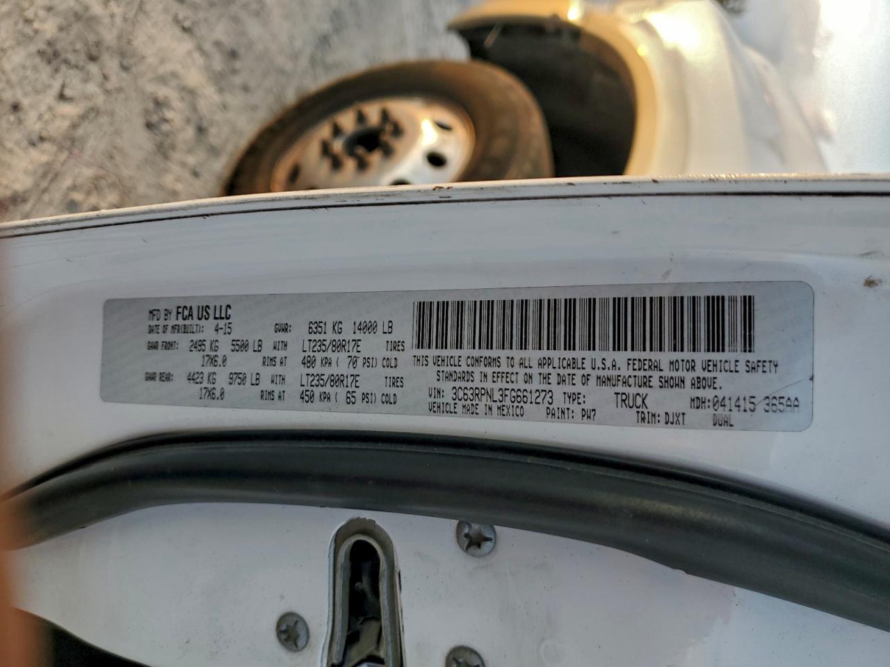 2015 Ram 3500 Longh White vin: 3C63RPNL3FG661273