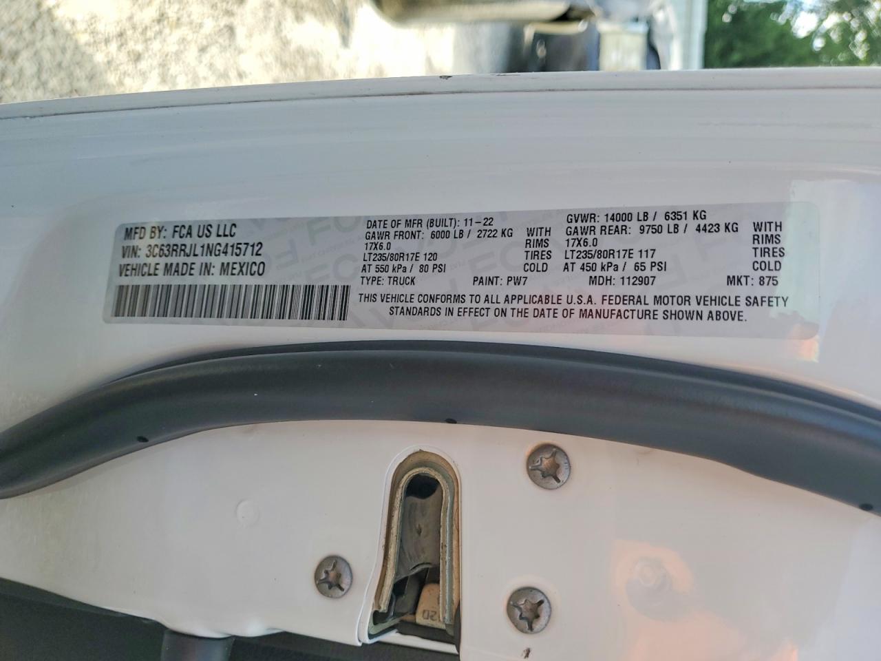 2022 Ram 3500 White vin: 3C63RRJL1NG415712
