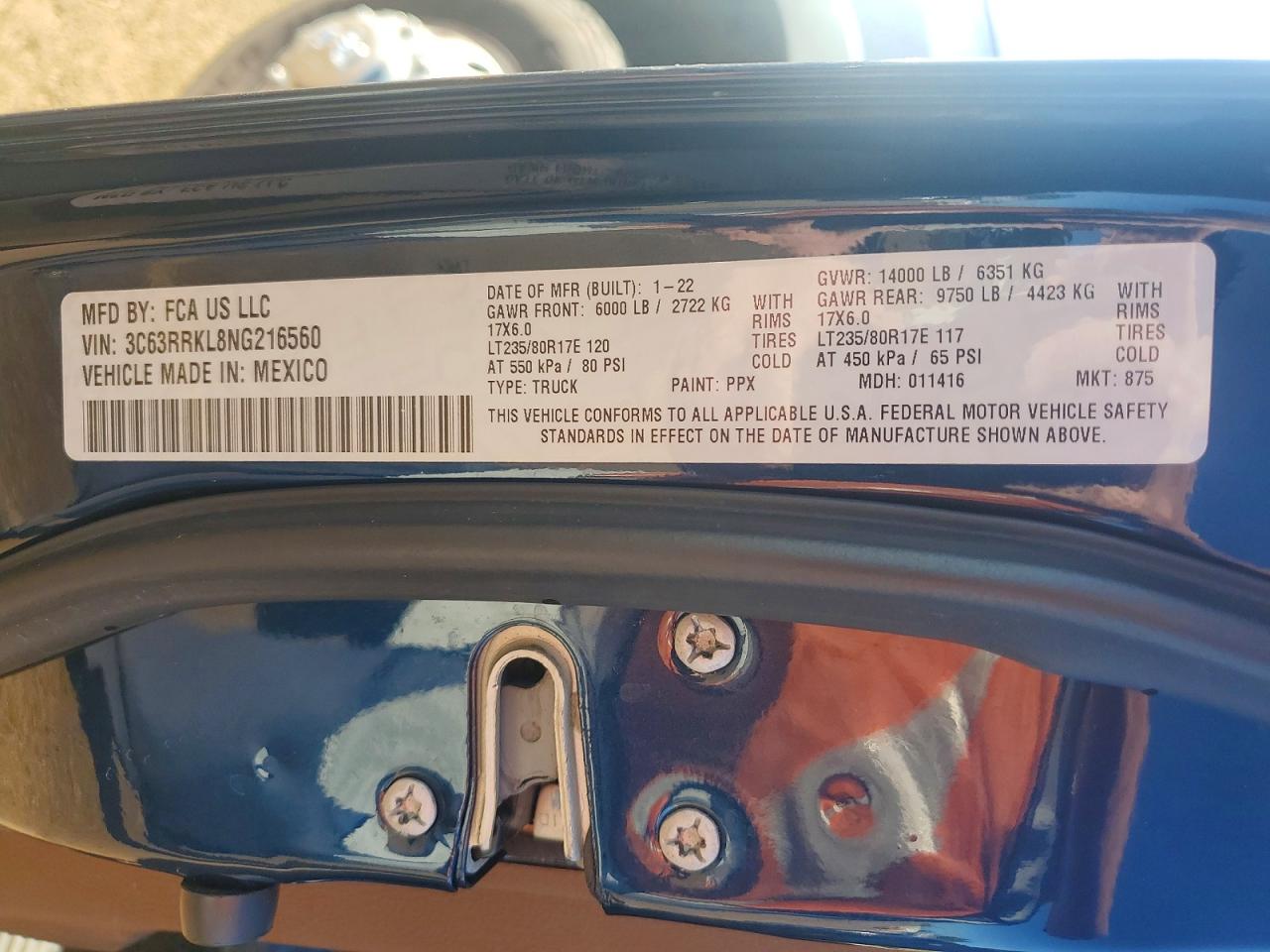 2022 Ram 3500 Longhorn Blue vin: 3C63RRKL8NG216560
