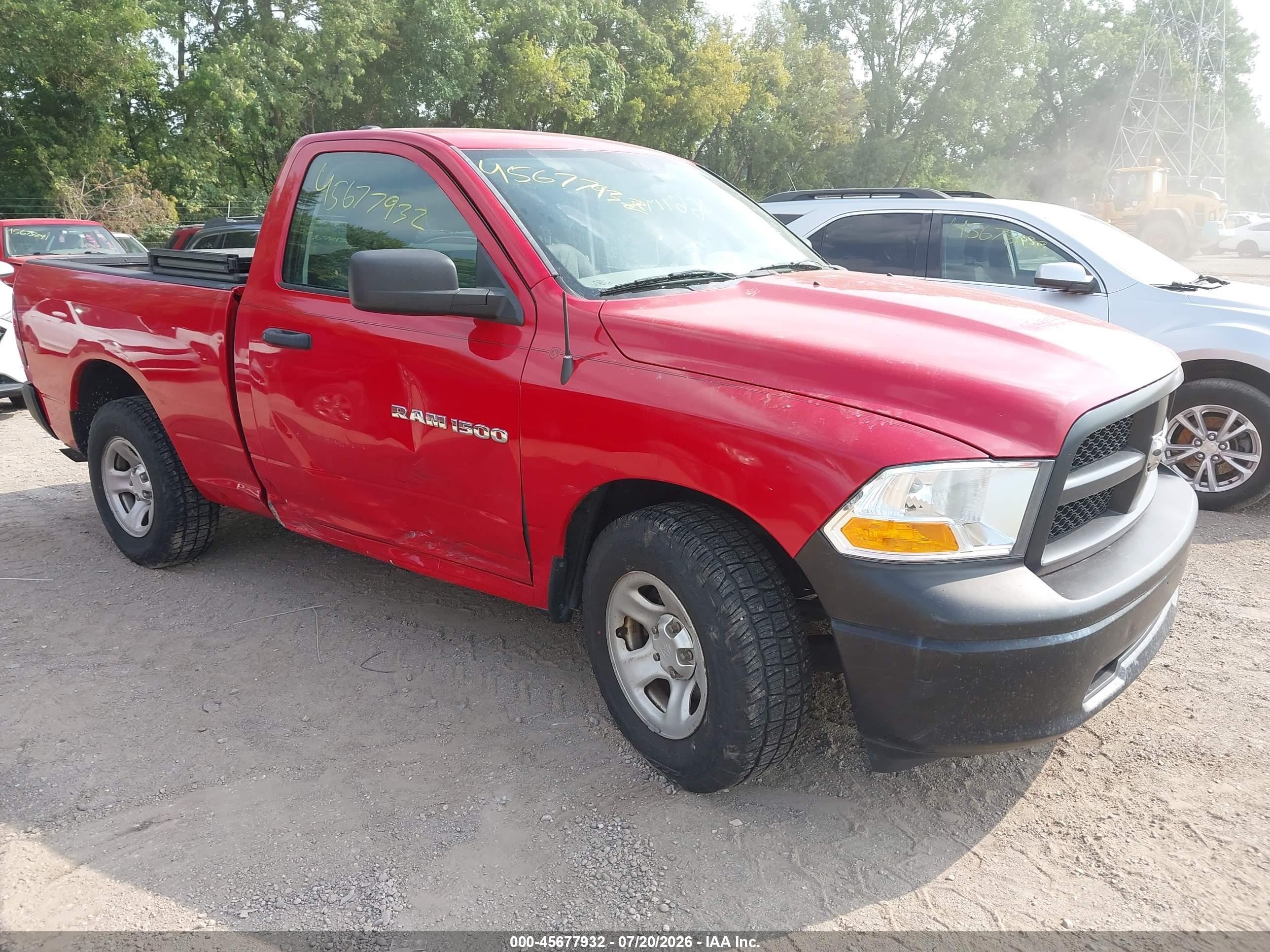 2012 Ram 1500 St Red vin: 3C6JD6AP5CG277659