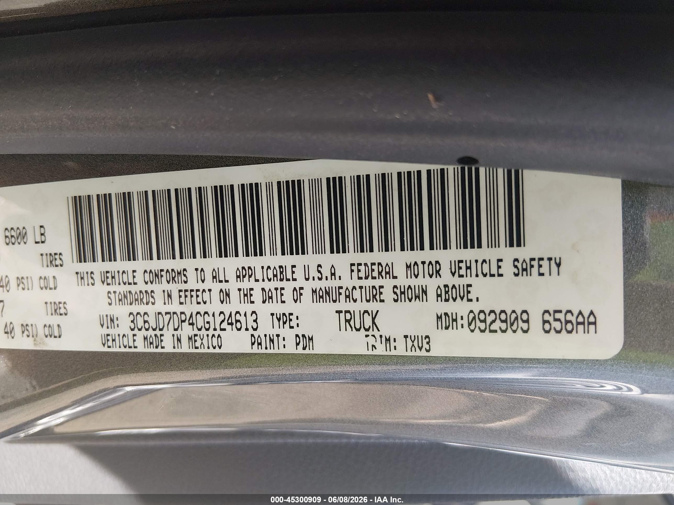 2012 Ram 1500 St Gray vin: 3C6JD7DP4CG124613