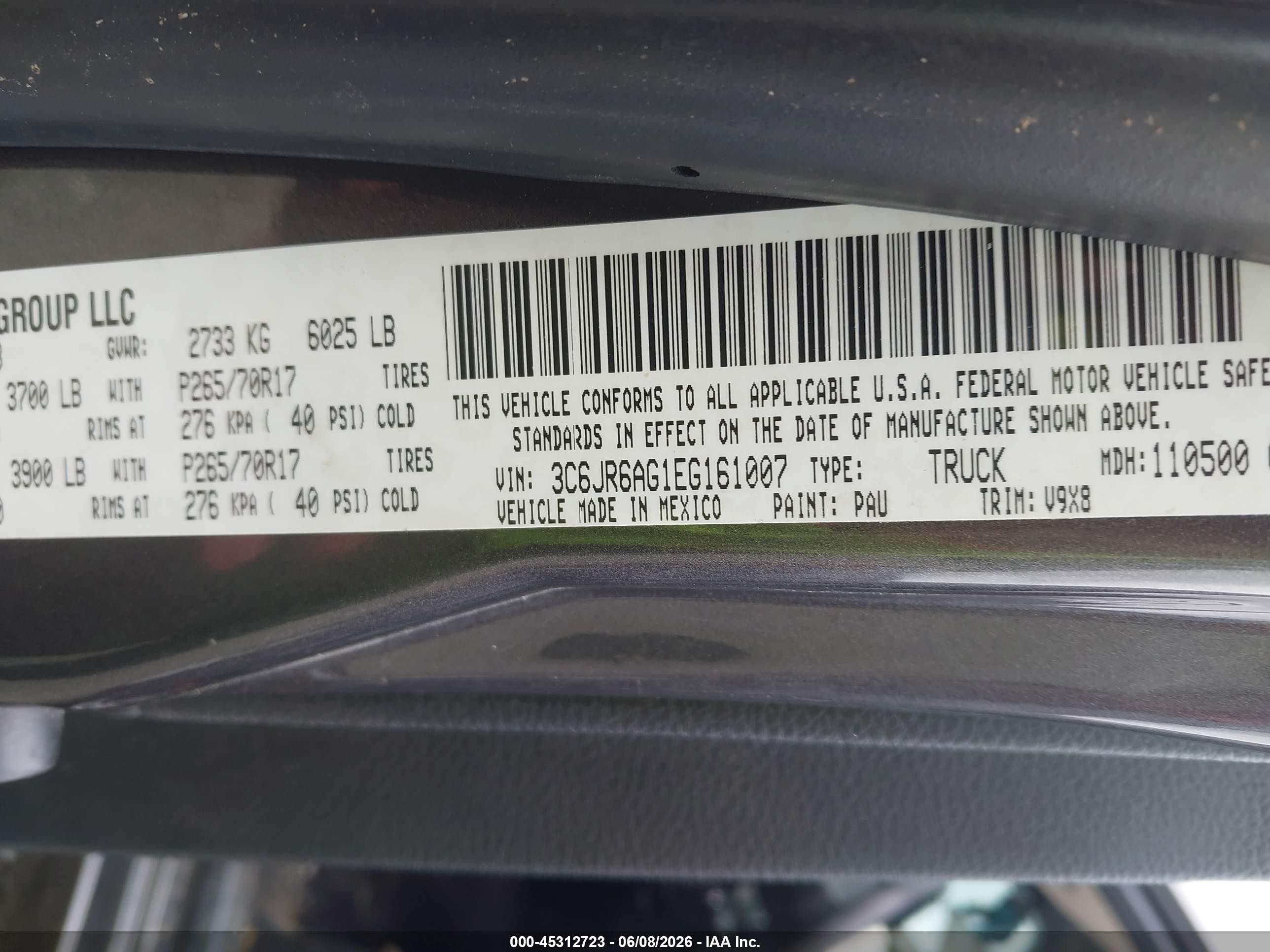 2014 Ram 1500 Tradesman Gray vin: 3C6JR6AG1EG161007