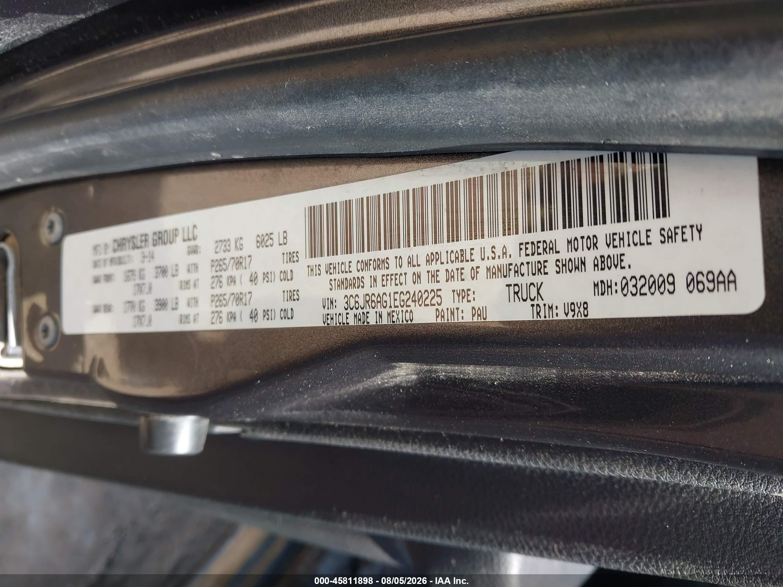 2014 Ram 1500 Tradesman Gray vin: 3C6JR6AG1EG240225
