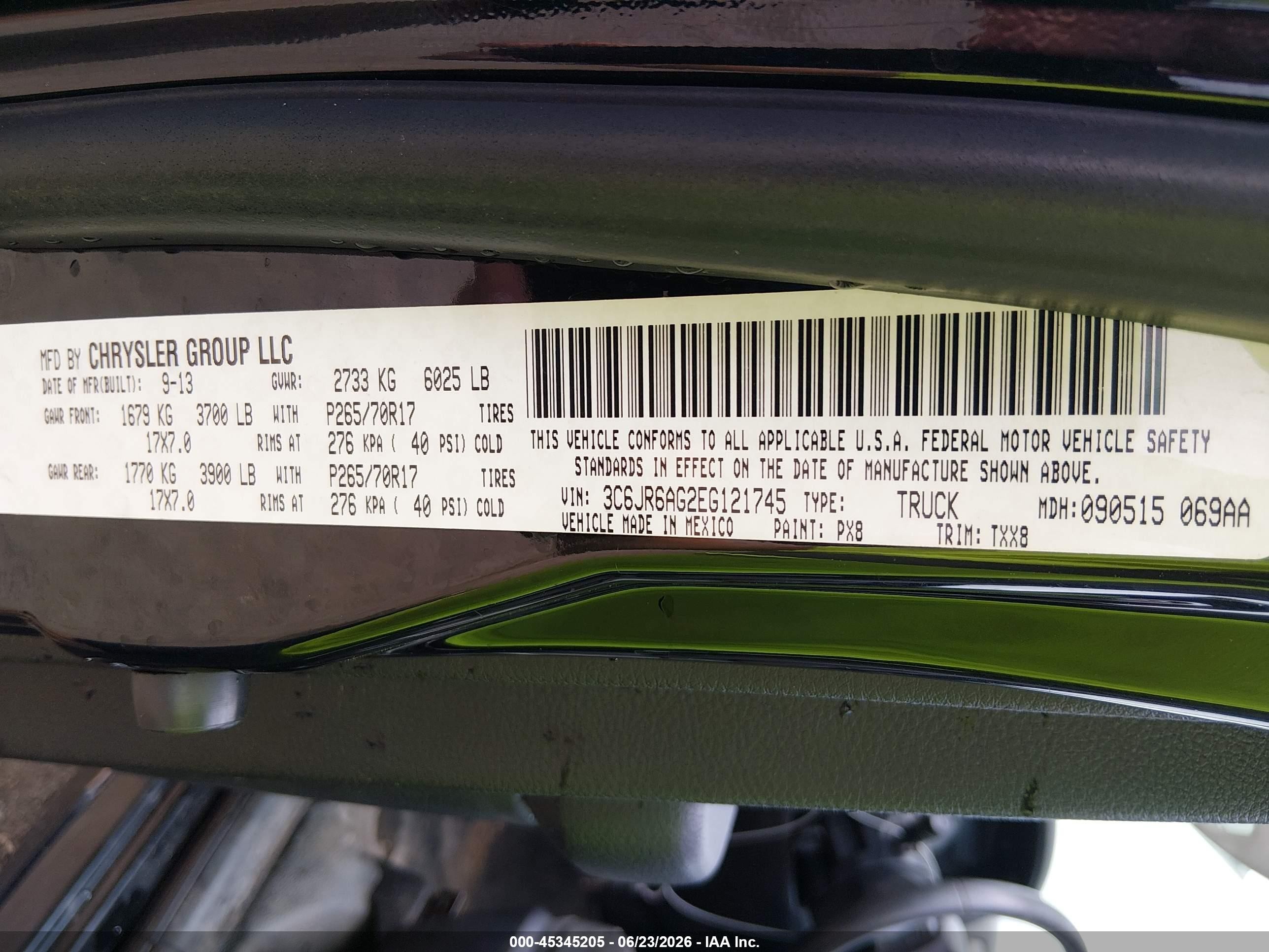 2014 Ram 1500 Tradesman Black vin: 3C6JR6AG2EG121745