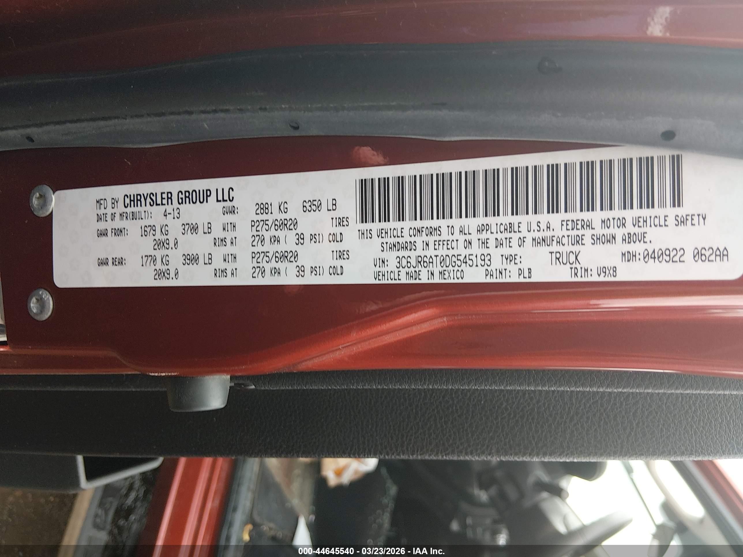 2013 Ram 1500 Express Orange vin: 3C6JR6AT0DG545193