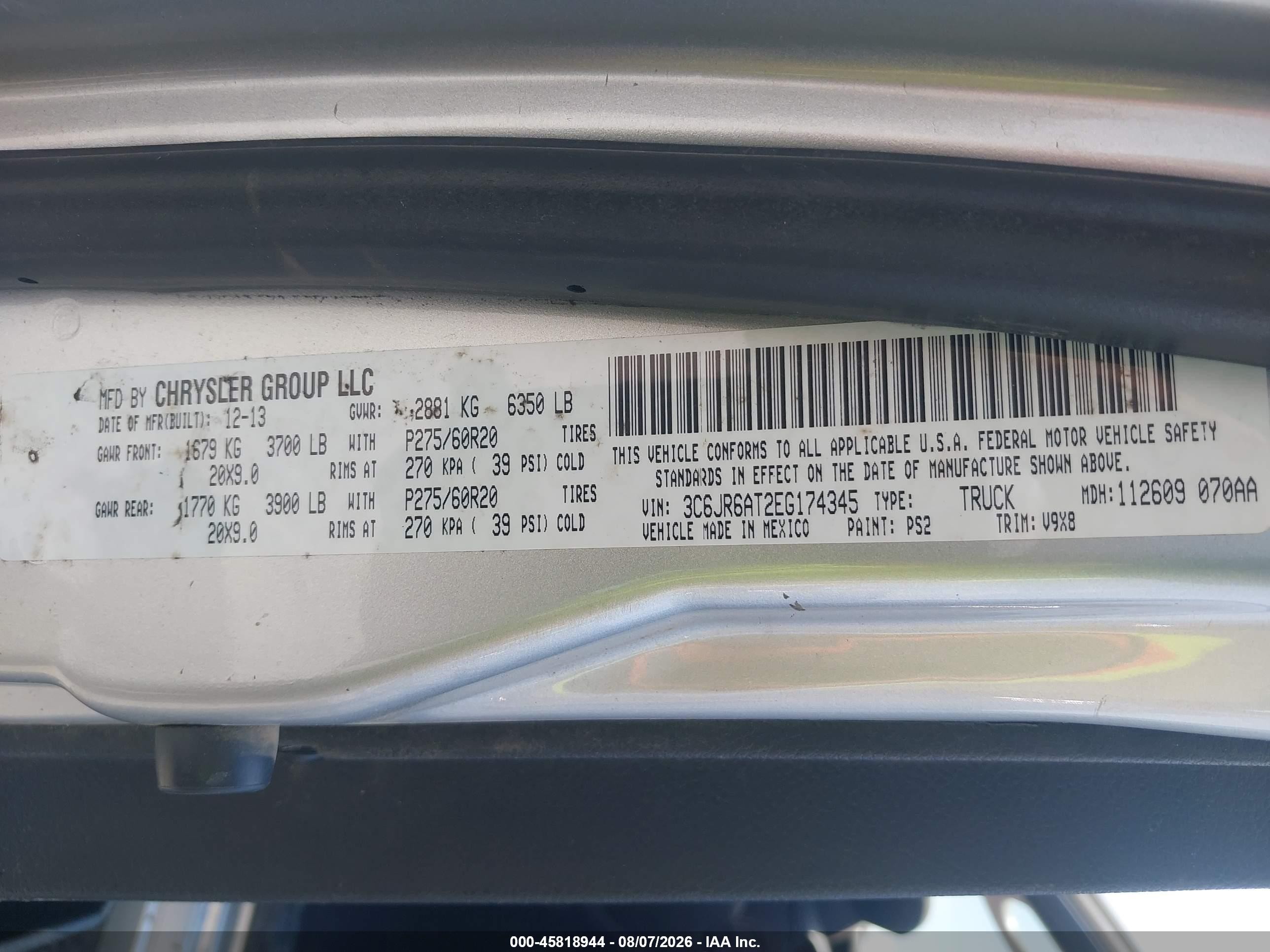 2014 Ram 1500 Express Silver vin: 3C6JR6AT2EG174345